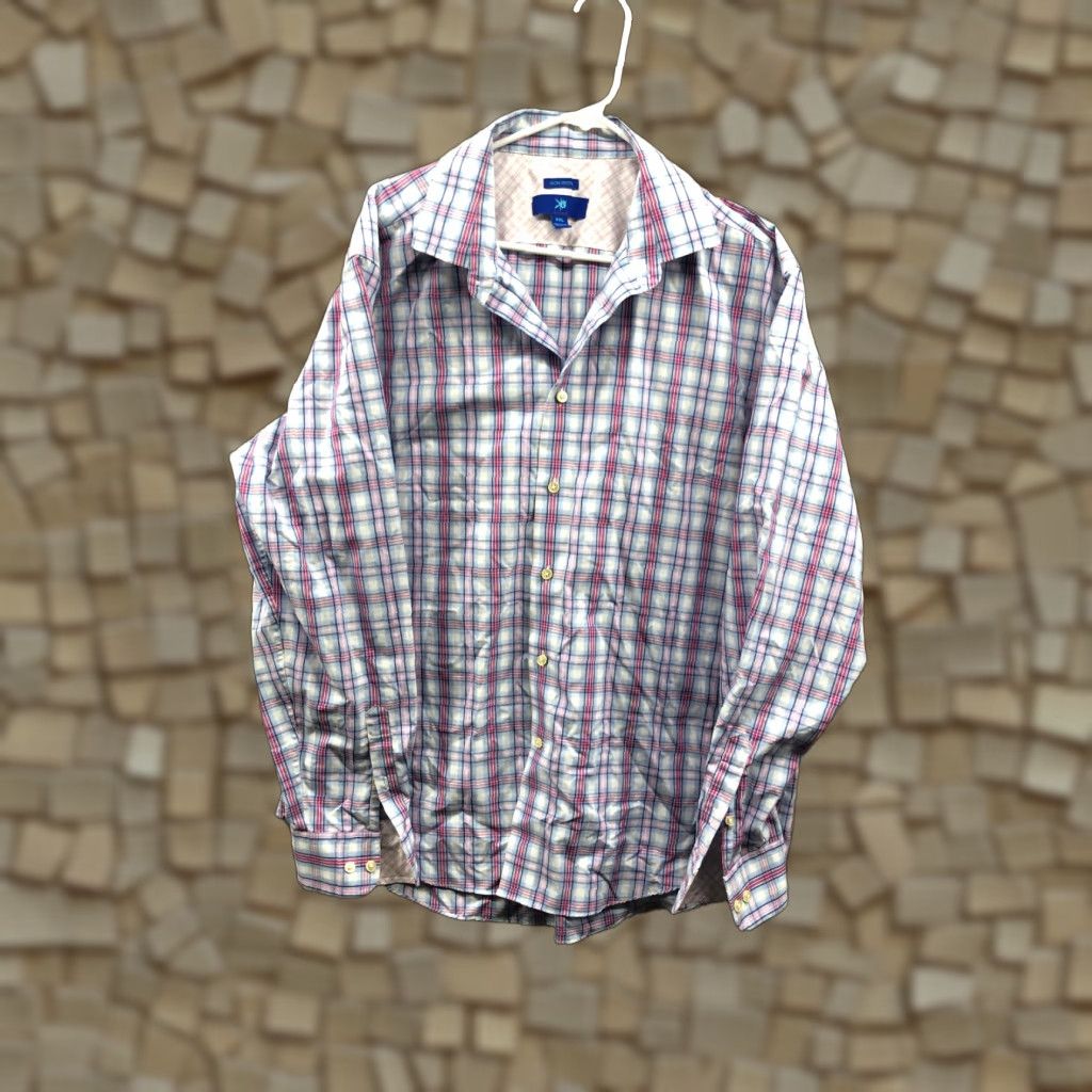 Egara Egara Shirt Mens Blue Plaid Long Sleeve Spread Collar Shirt XXL Size US XXL / EU 58 / 5 - 1 Thumbnail