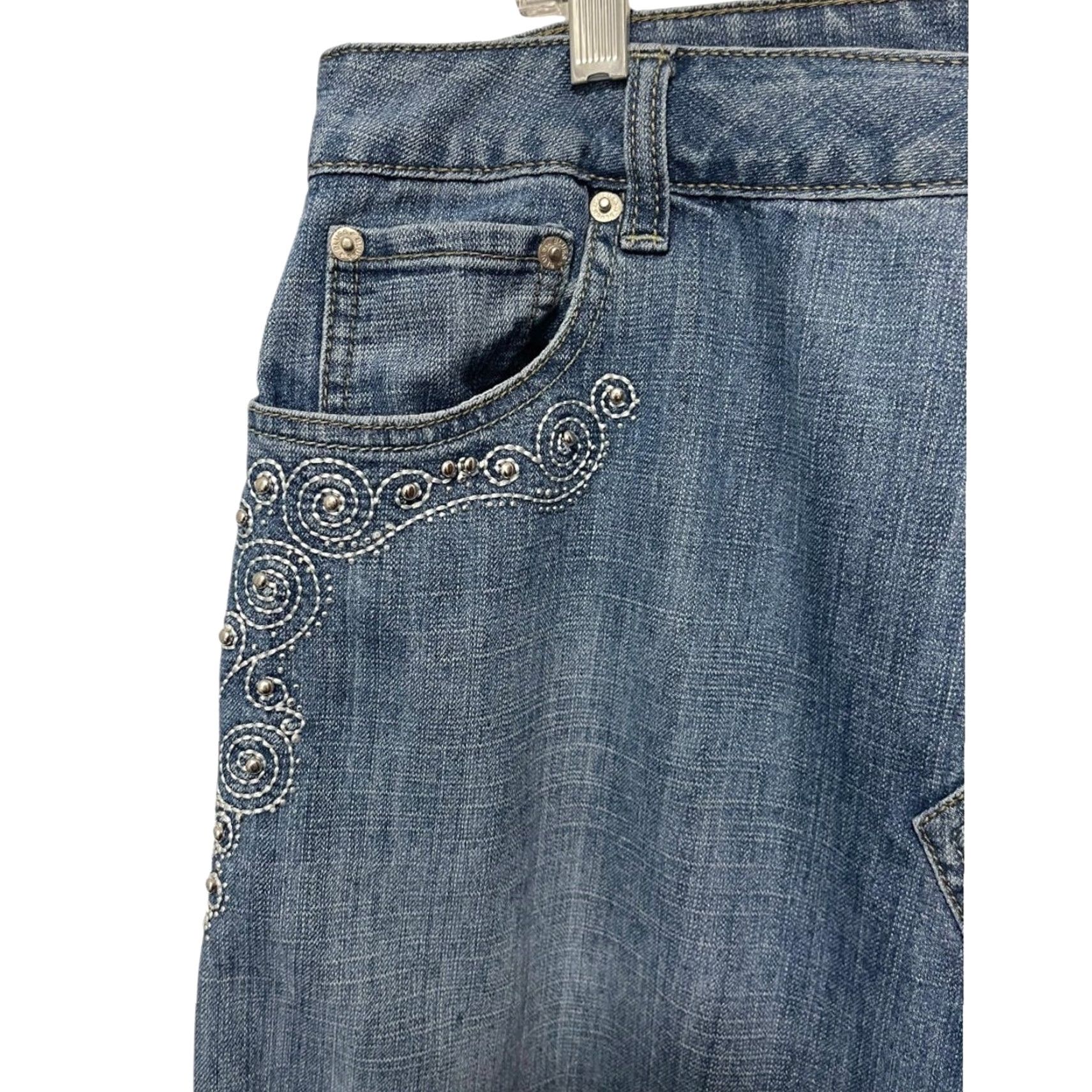 Denime VINTAGE Mwah Denim Skirt Midi Jeans 16W Plus Blue Embellished Pockets Women Ladies Size 38" / US 16 / IT 52 - 4 Thumbnail