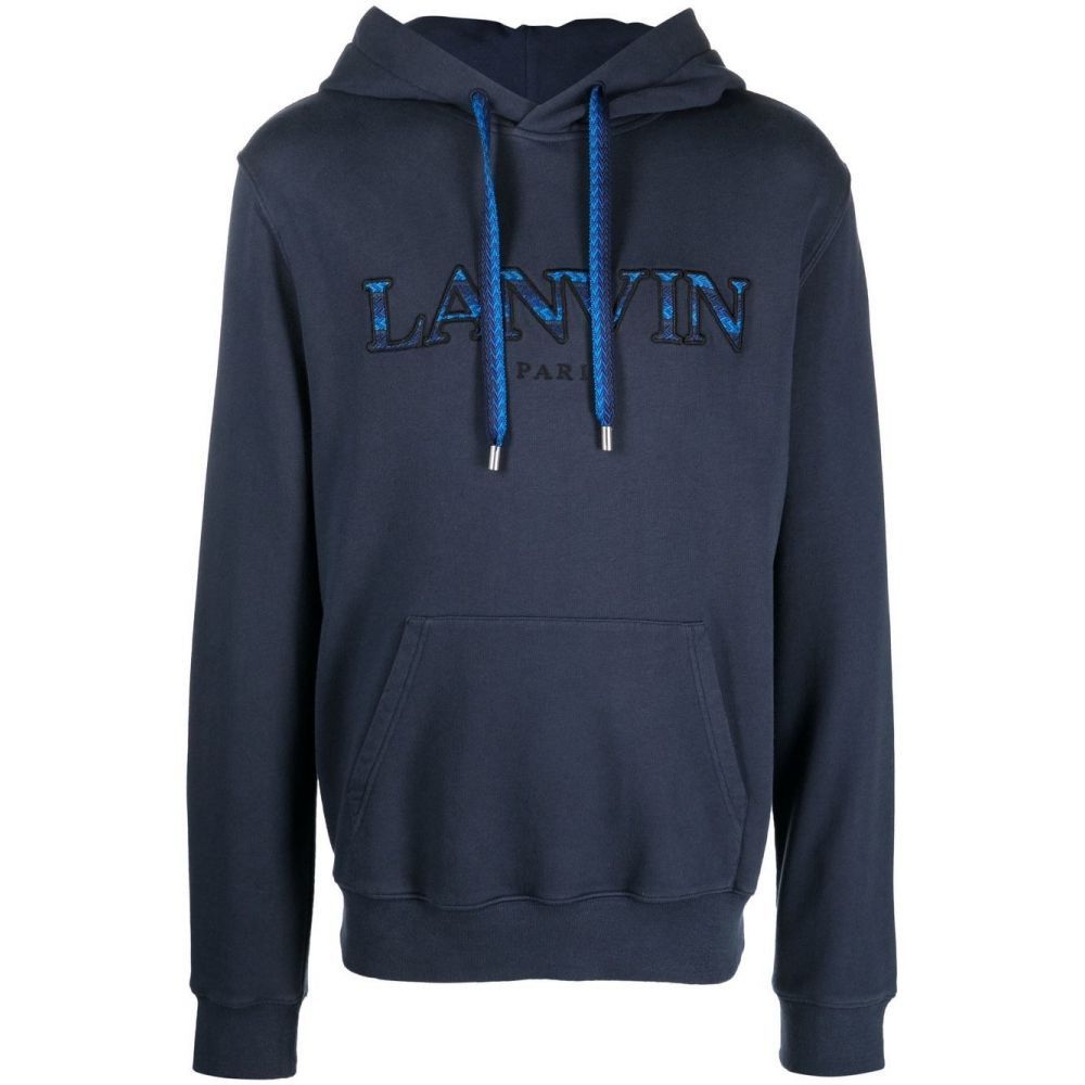 Lanvin o1w1db10724 Curb Embroidered Hoodie in Ink Blue Size US M / EU 48-50 / 2 - 1 Thumbnail