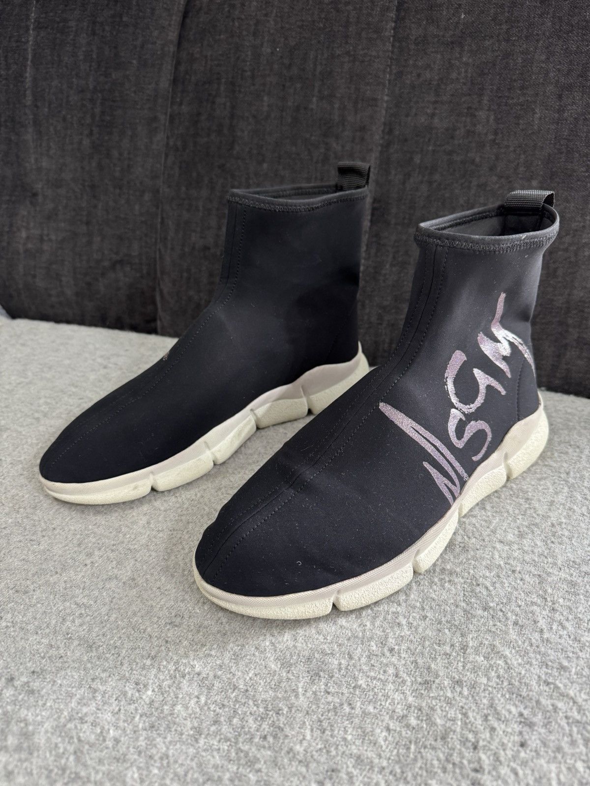 MSGM MSGM z waves socks high top sneakers size 40 black Size US 10 / IT 40 - 5 Thumbnail