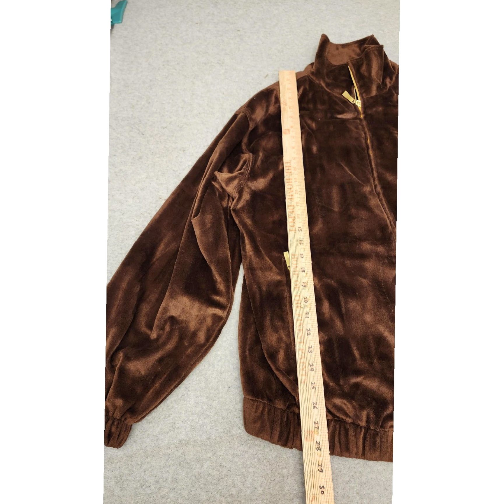 Kleman Leeman Jacket Mens M Brown Velour Full Zip Track Warm Up Retro Korea Size US M / EU 48-50 / 2 - 3 Thumbnail