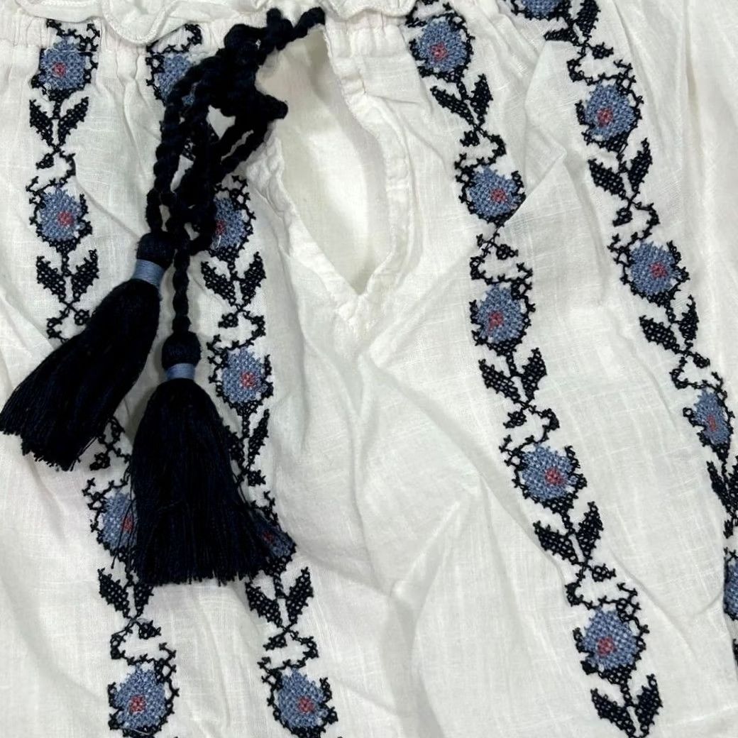 Abercrombie & Fitch Abercrombie & Fitch Blouse Boho Peasant Floral Embroidery White Top Womens S Size S / US 4 / IT 40 - 4 Thumbnail
