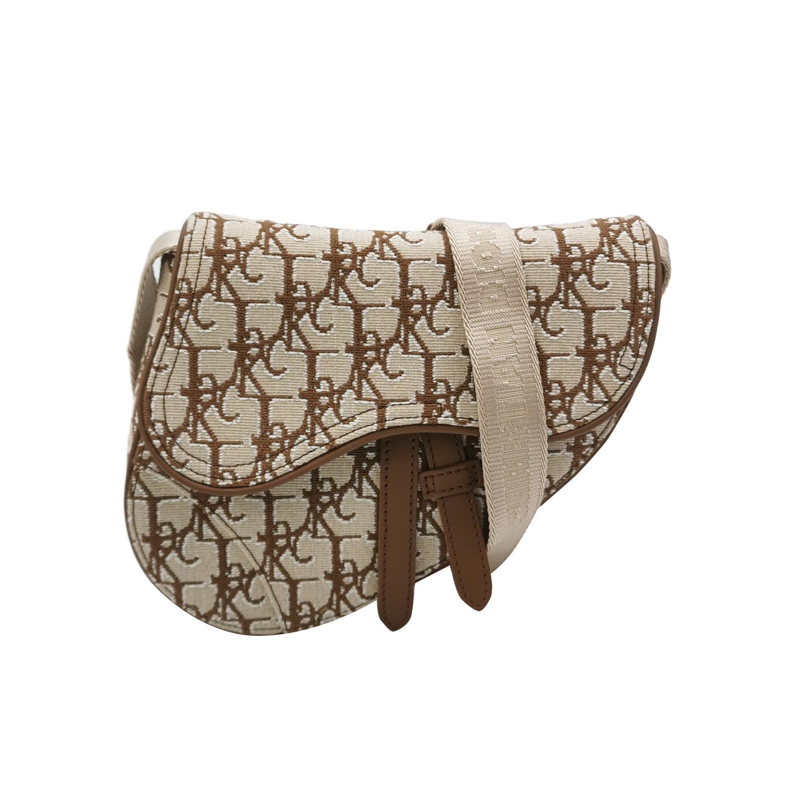 Dior X Cactus Jack Saddle Mini Canvas Shoulder Bag in Beige, Women's