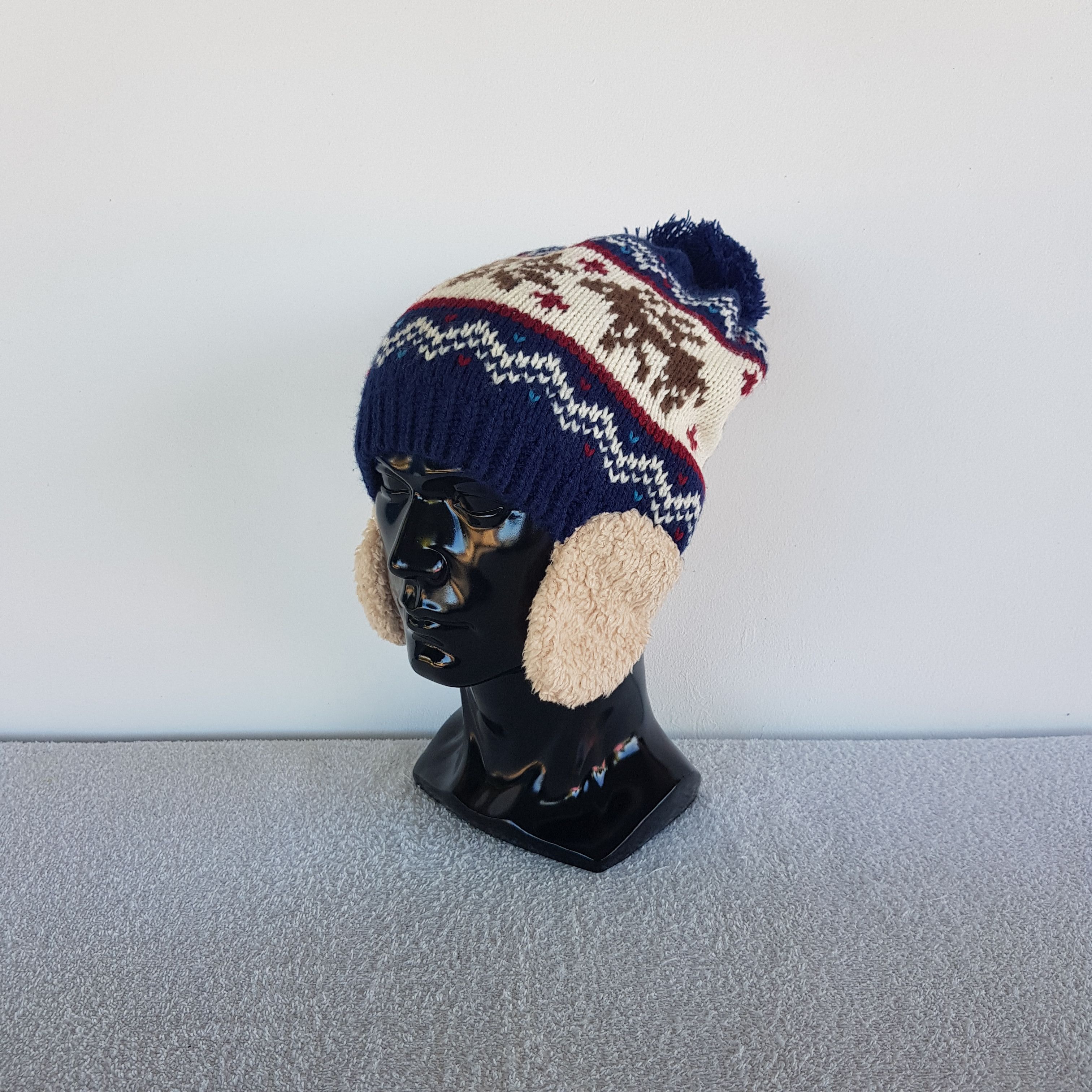 Other Vintage Motherway Earflap Beanie Deer Knit Snow Caps Hats. Size ONE SIZE - 2 Thumbnail