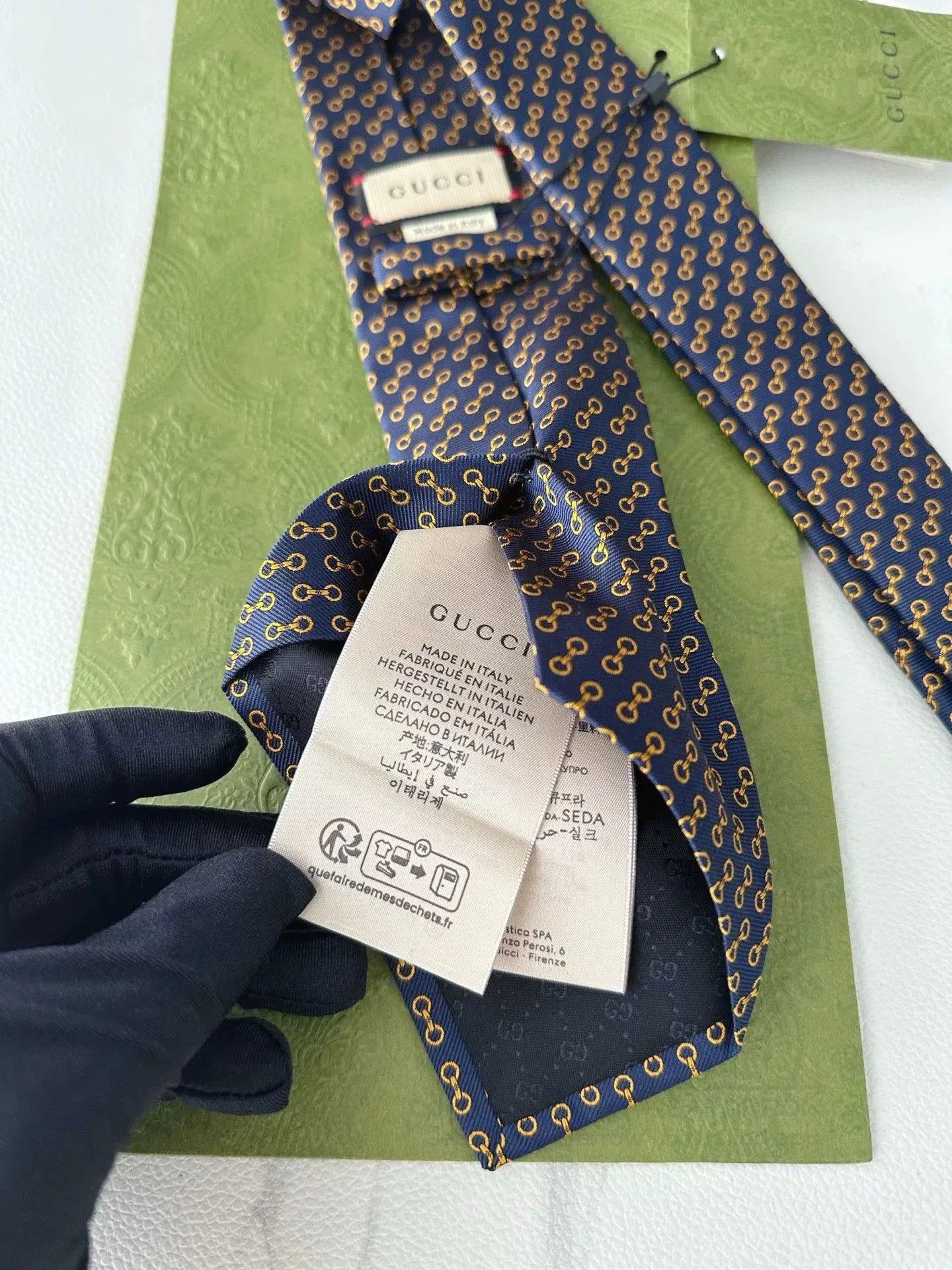 Gucci Gucci Gold Horsebit Silk Tie. Size ONE SIZE - 5 Thumbnail