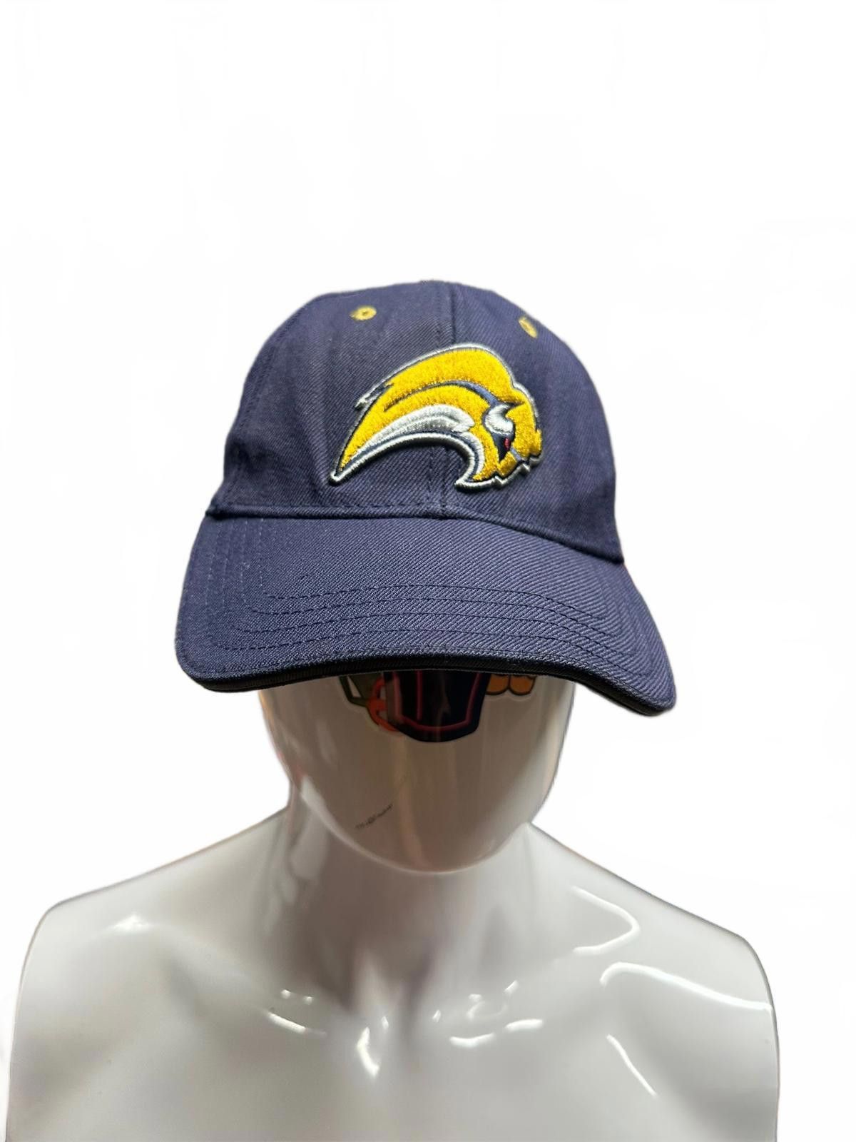 Designer Navy Blue Embroidered Baseball Cap with Yellow Detailing Size ONE SIZE - 1 Thumbnail