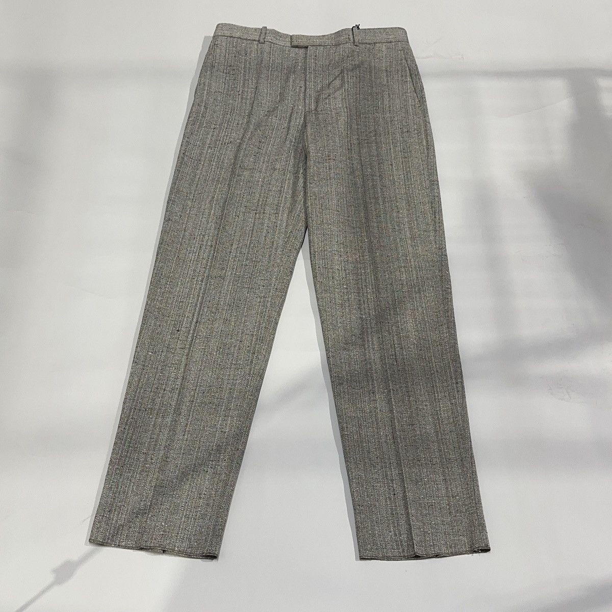 image of Bottega Veneta Knotted Melange Viscose Silk Trousers in Grey, Men's (Size 33)