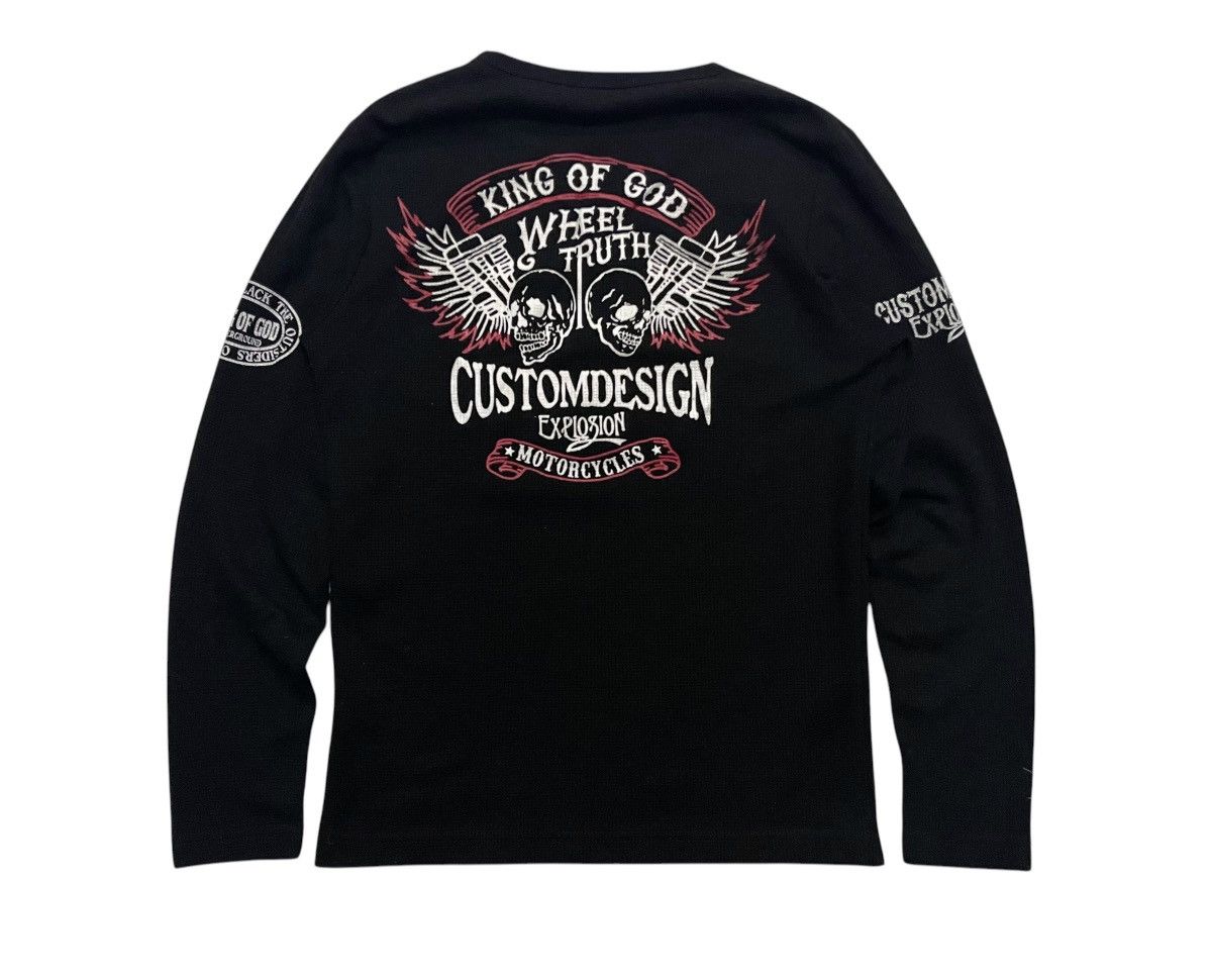 If Six Was Nine × Japanese Brand 2000s KING OF GOD CUSTOM DESIGN MOTORCYCLE SKULL TSHIRT Size US S / EU 44-46 / 1 - 3 Thumbnail