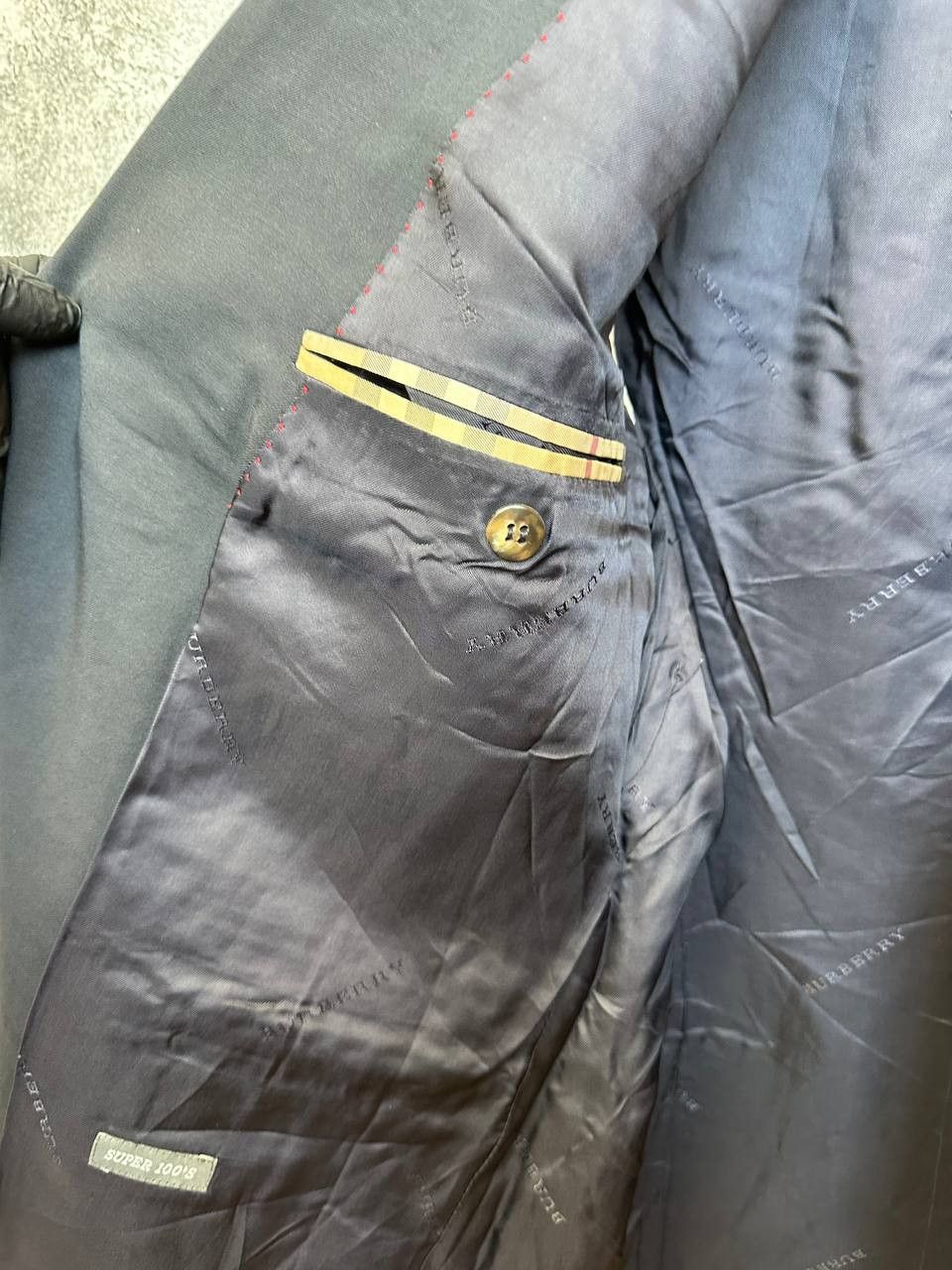 Burberry × Vintage BURBERRY London Blazer Super 100's Wool Gold Buttons Size 44R - 16 Thumbnail