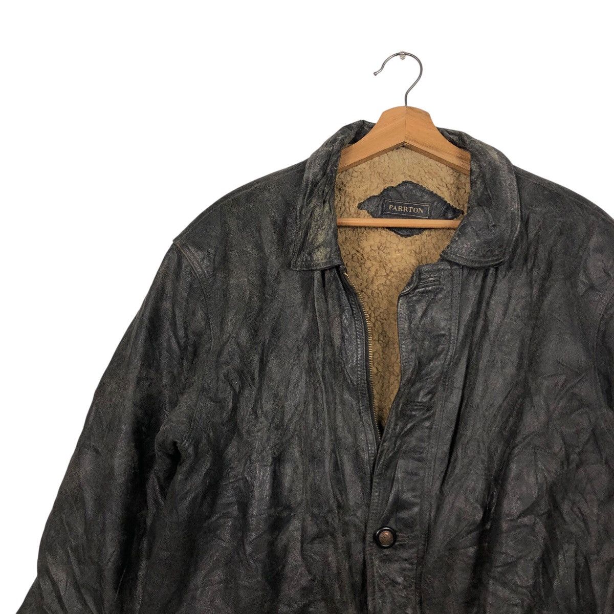 Vintage 📌Vintage 80's Biker Leather Jacket Parrton Blanket Military Size US M / EU 48-50 / 2 - 8 Thumbnail