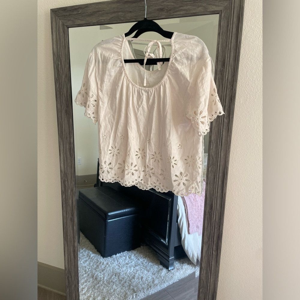 Madewell White Madewell short sleeve crochet blouse Size M / US 6-8 / IT 42-44 - 3 Thumbnail