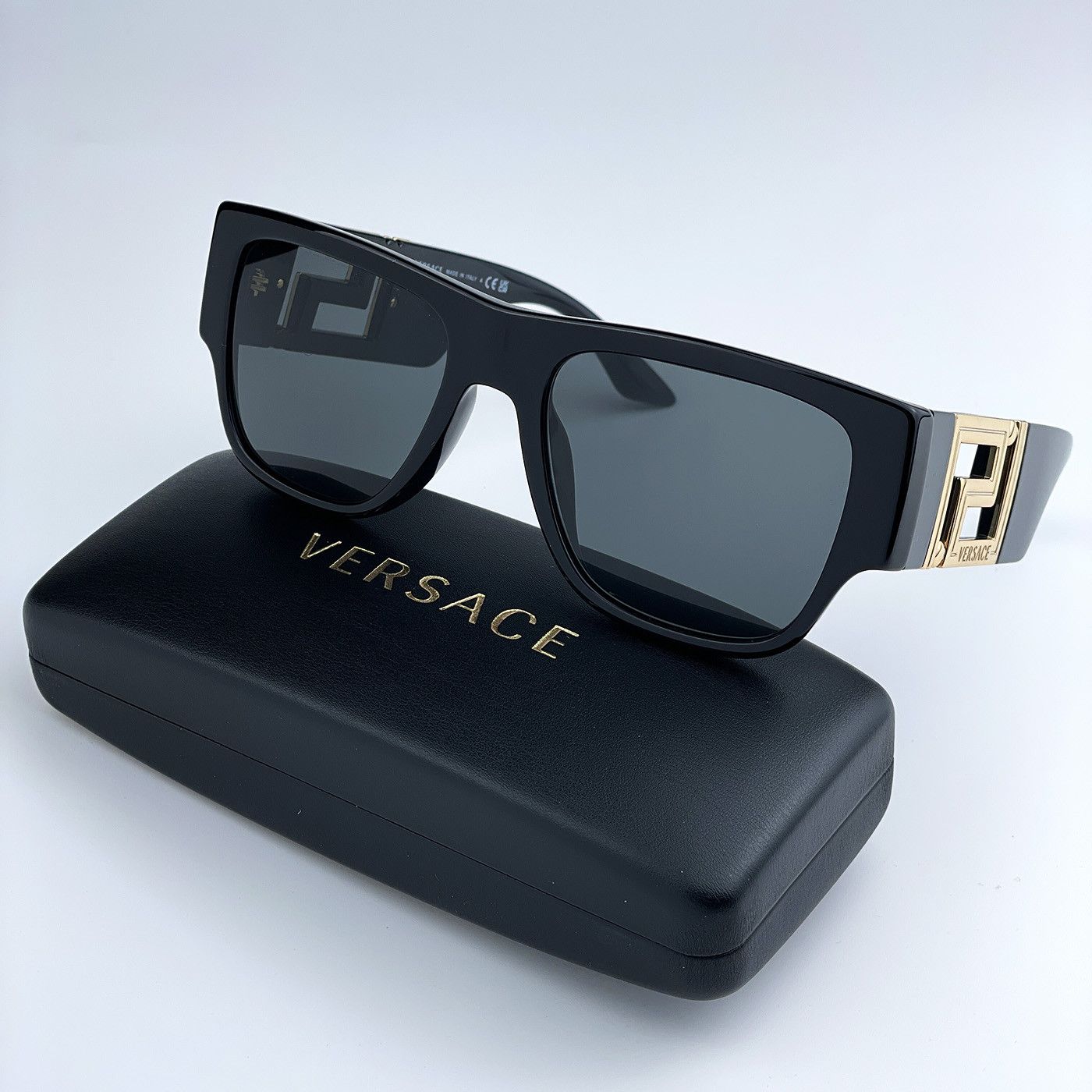 image of New Versace Ve4403 Gb1/87 Square Unisex Sunglasses in Black/Grey, Women's