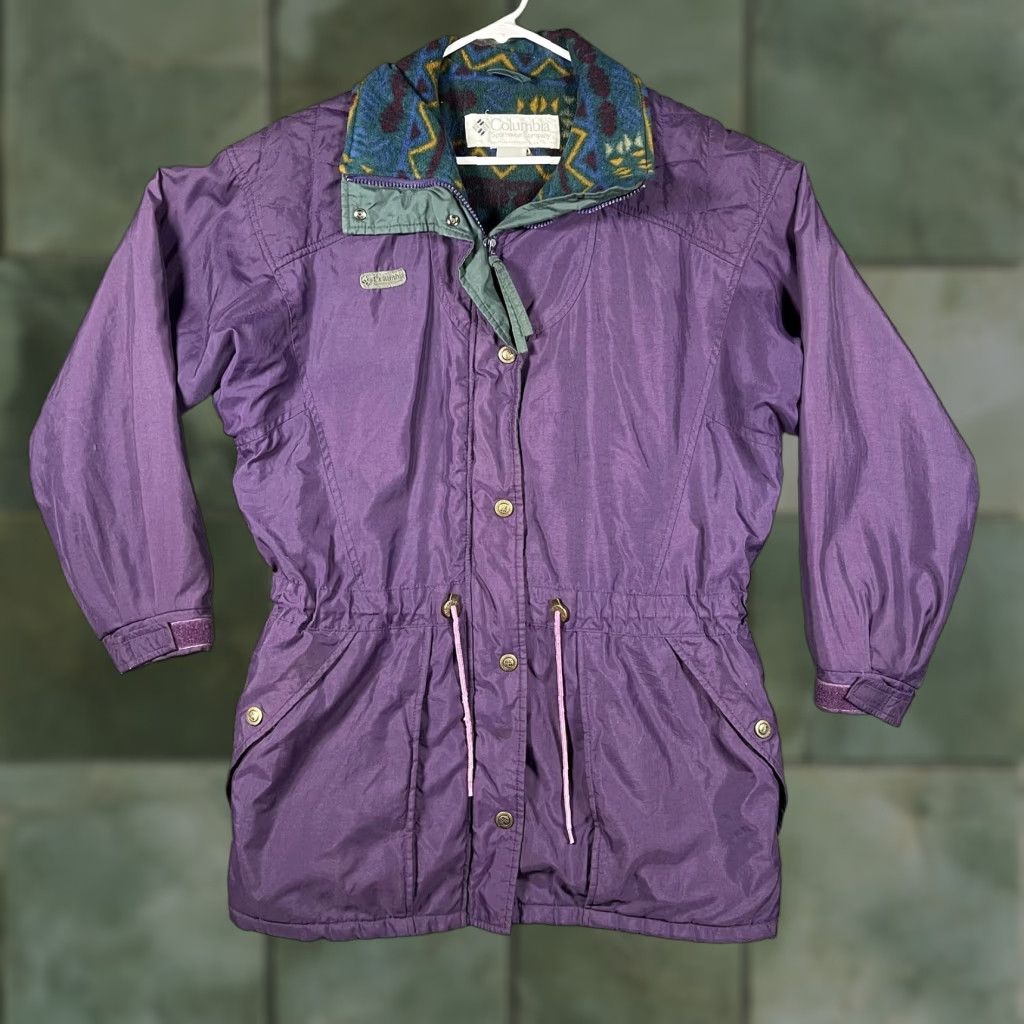 Vintage VINTAGE Columbia Jacket Womens XL Purple Hooded Nylon Parka 90s Fleece Lined Zip Size XL / US 12-14 / IT 48-50 - 1 Thumbnail
