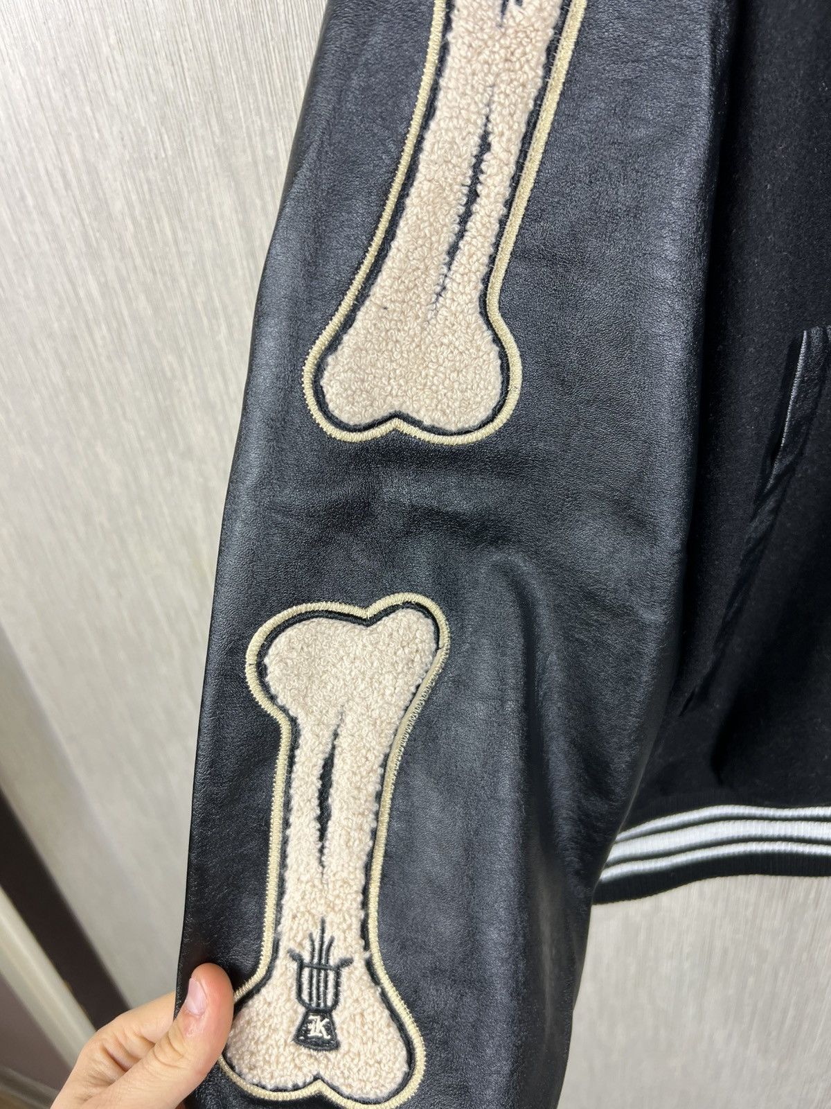 Japanese Brand Made Extreme leather wool varsity jacket kapital bones boxy Size US L / EU 52-54 / 3 - 12 Thumbnail