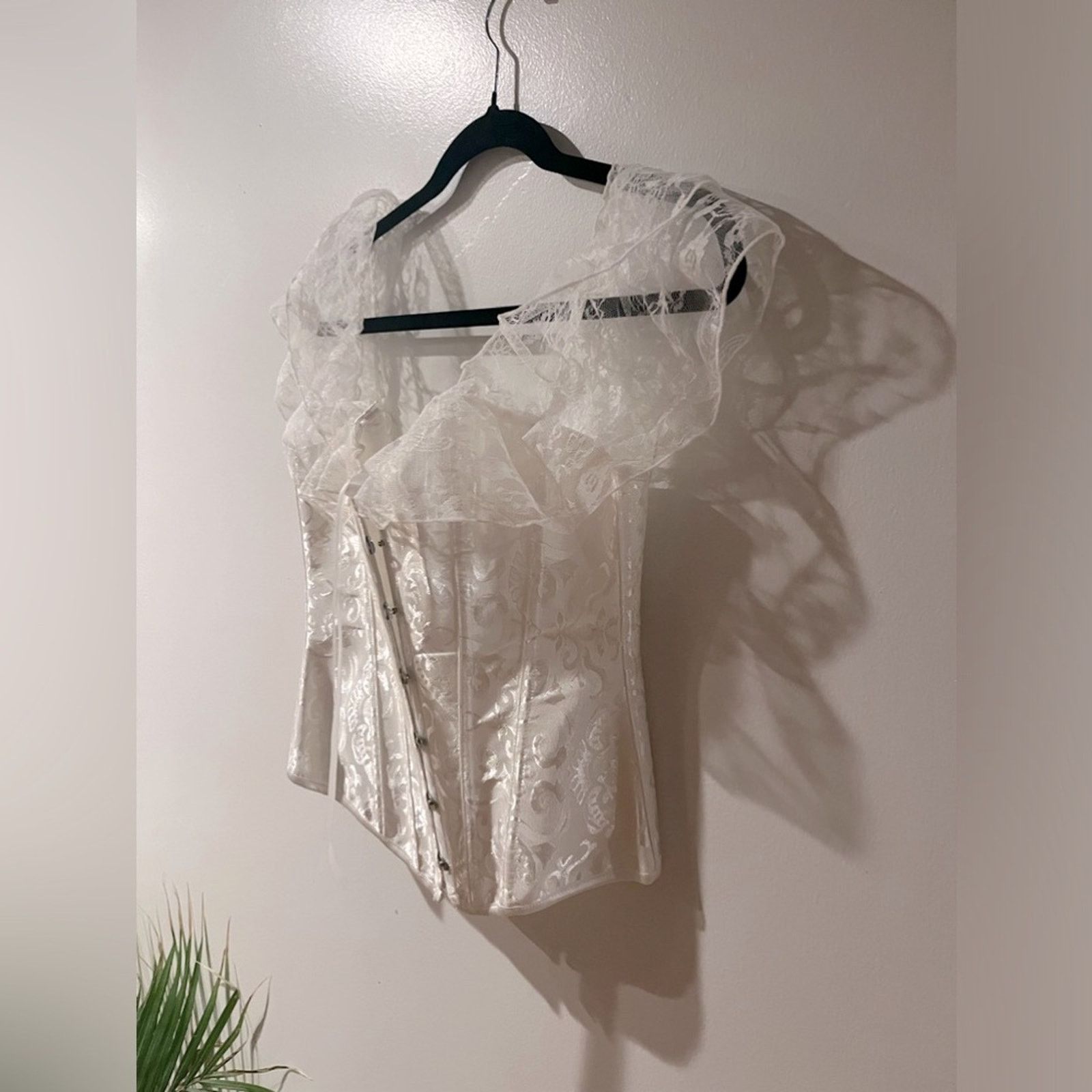 Other White lace corset. Corset draped lace shoulder w Lace up bak Size M / US 6-8 / IT 42-44 - 2 Thumbnail