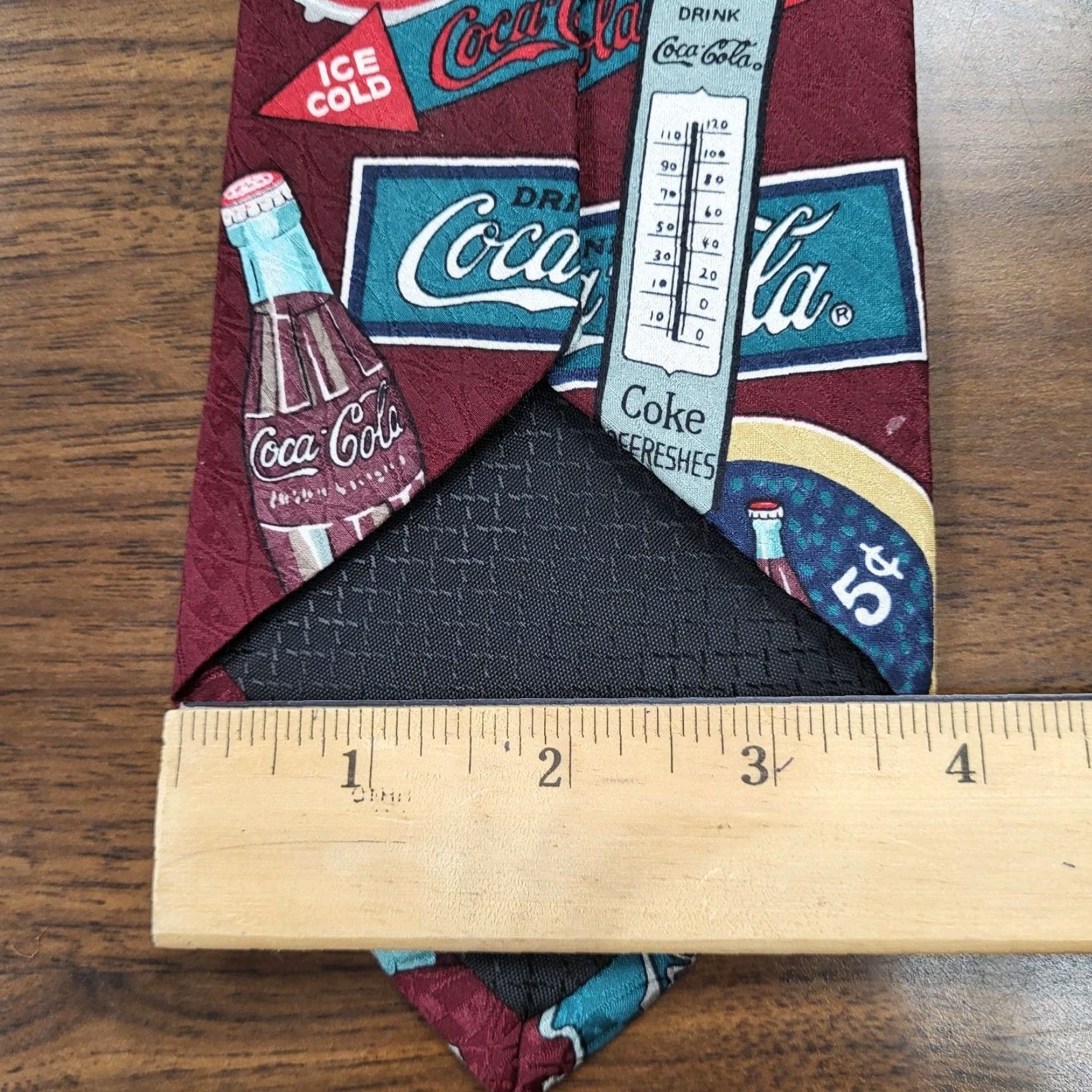 Vintage Coca-Cola Men's Necktie Tie Silk Satin Advertising Memorabilia Made in USA 57" Vintage Logo Wide Pattern Novelty Retro American Food & Drink Men Tie Size ONE SIZE - 6 Thumbnail