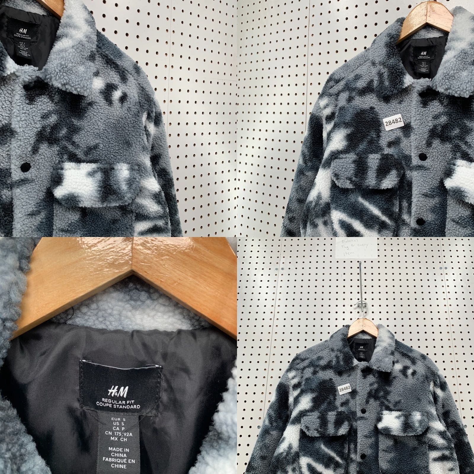 H&M VINTAGE H&M Camouflage Bomber Jacket Adult Small Gray Fleece Deep Pile Snap JAcket 23X29.5 Size US S / EU 44-46 / 1 - 8 Thumbnail