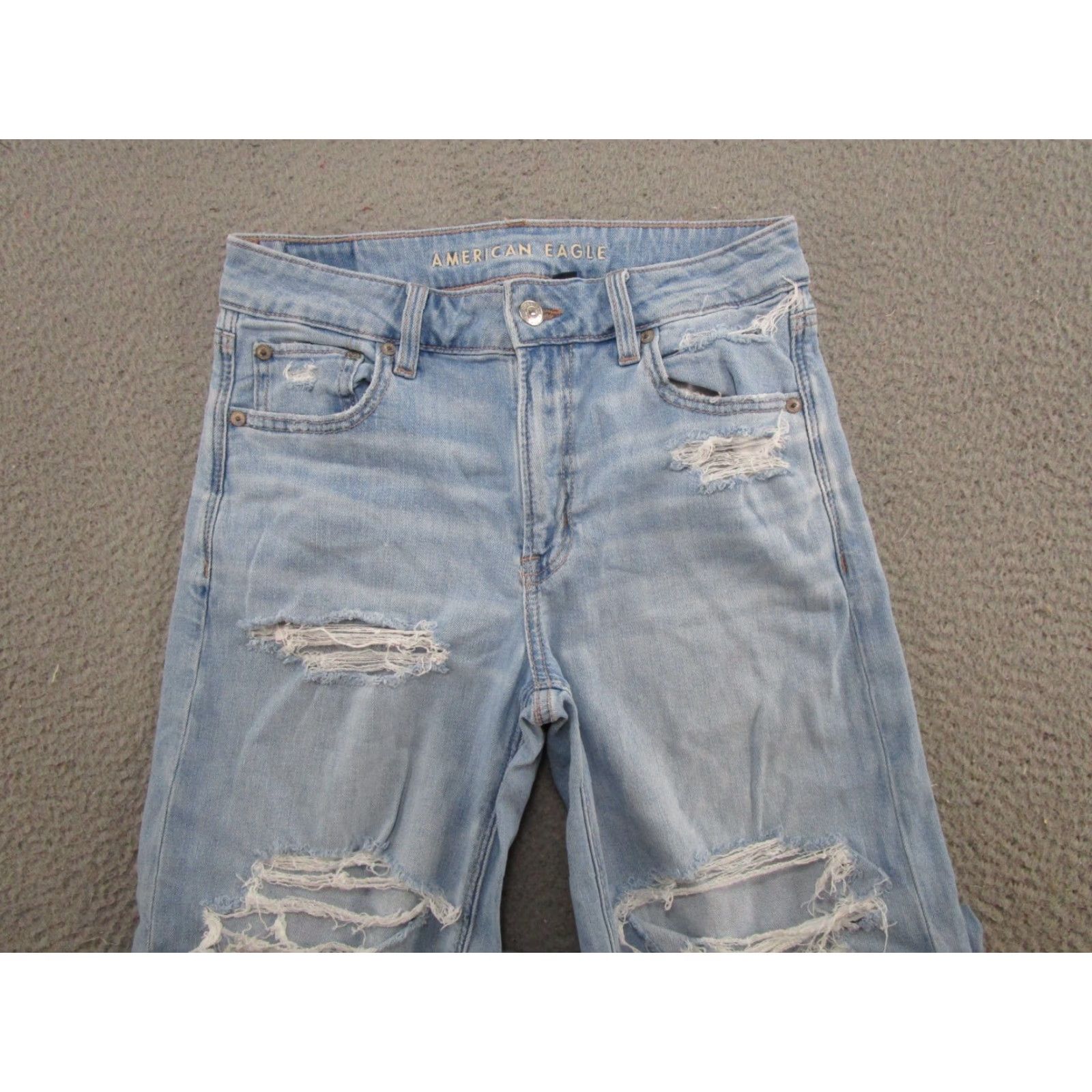 American Eagle Outfitters VINTAGE American Eagle Outfitters Jeans Womens Size 2 Distressed Wide-Leg 90s Blue Denim 5-Pocket Rise High Baggy Relaxed Straight Size 26" / US 2 / IT 38 - 3 Thumbnail