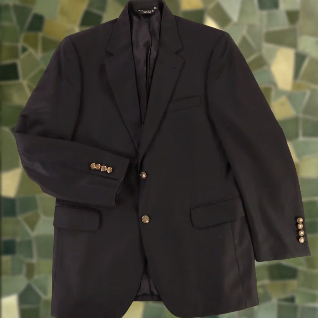 VINTAGE Jos A Bank Blue Wool Blazer 40R Mens Business Casual