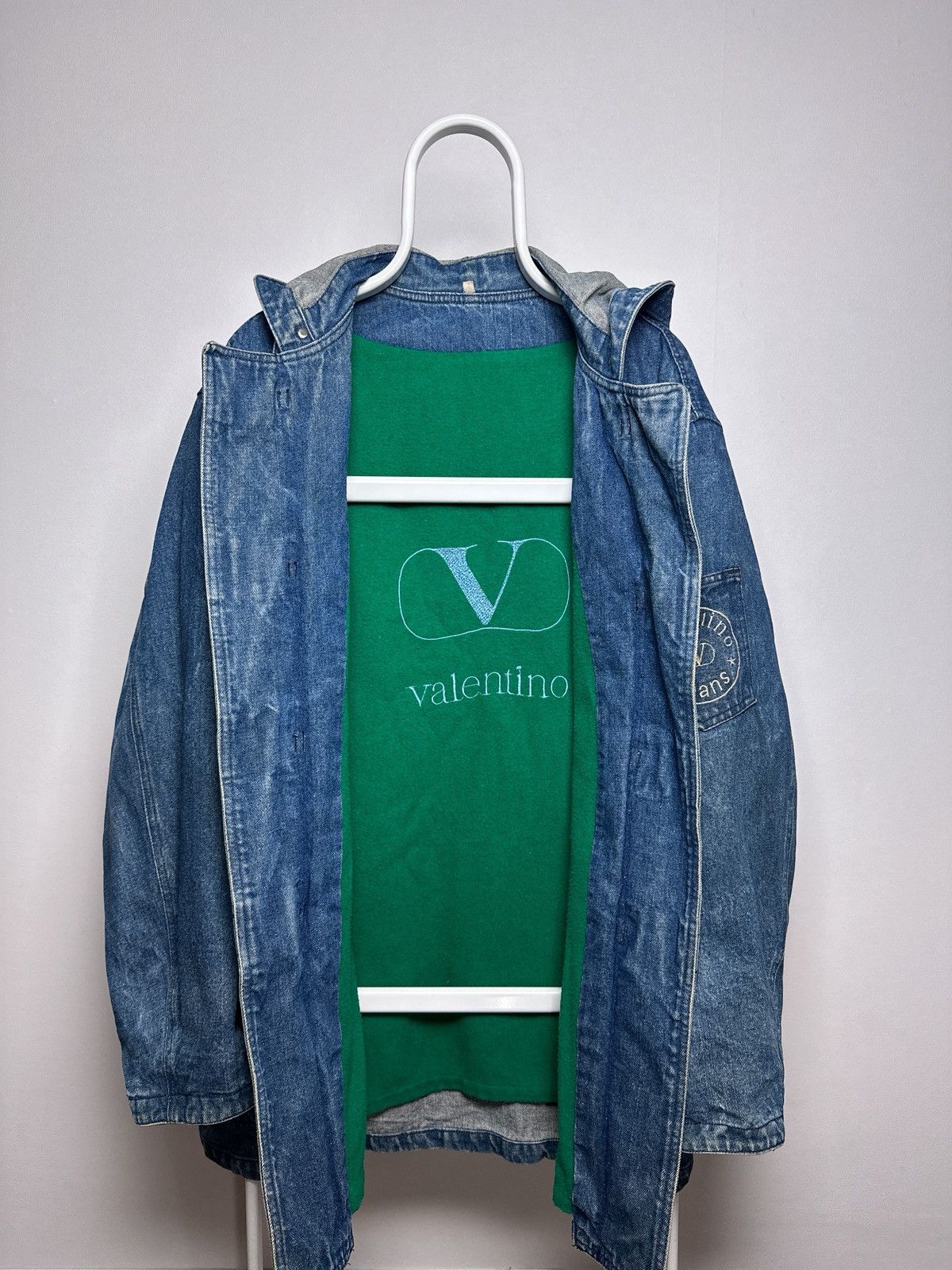 Valentino Valentino Vintage 1980s Denim Jeans Duffle Coat Jacket Size US L / EU 52-54 / 3 - 11 Thumbnail