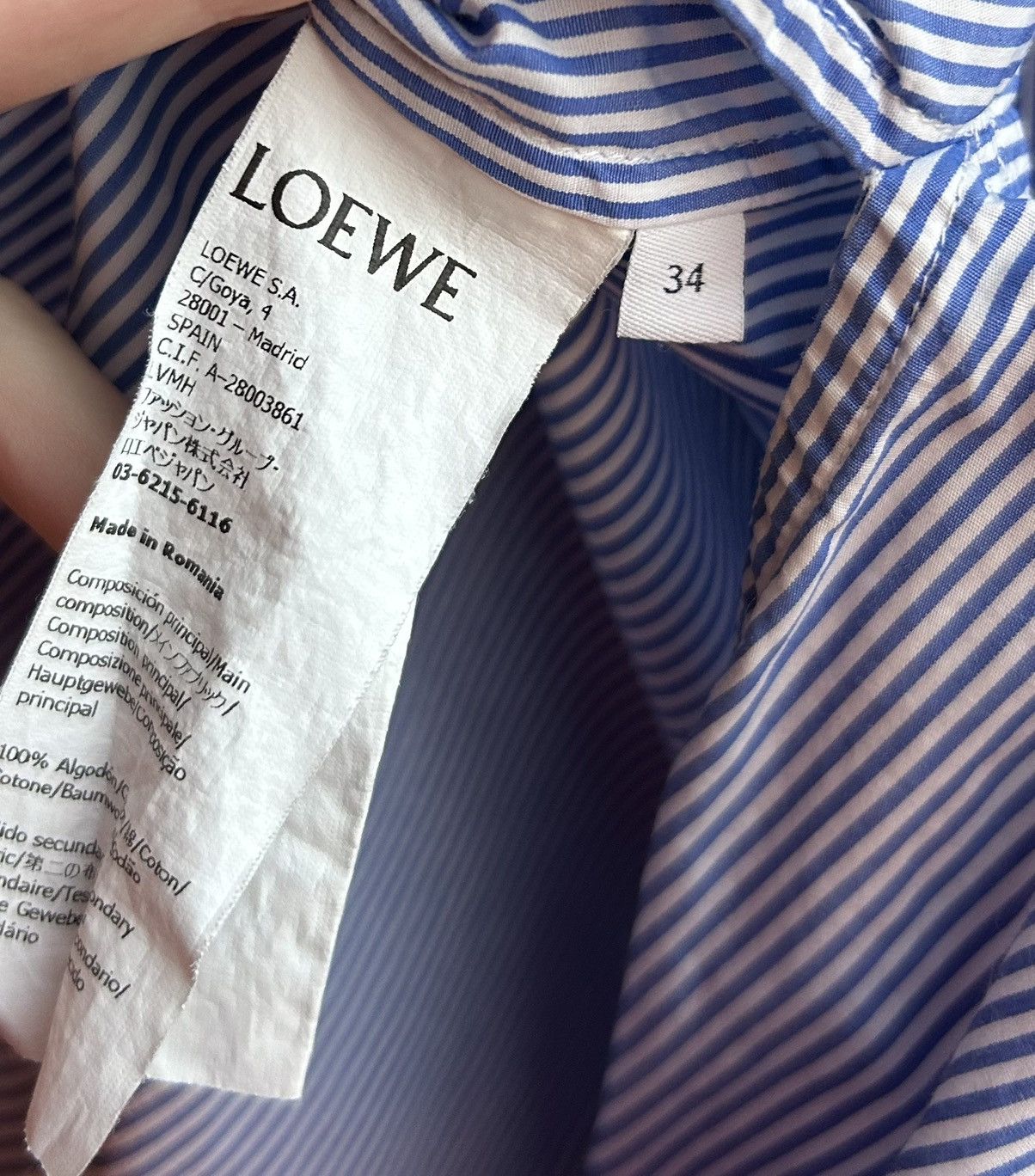 Loewe Loewe Asymmetrical Two Tone Striped Tuxedo Button-Up Shirt Size XS / US 0-2 / IT 36-38 - 8 Thumbnail