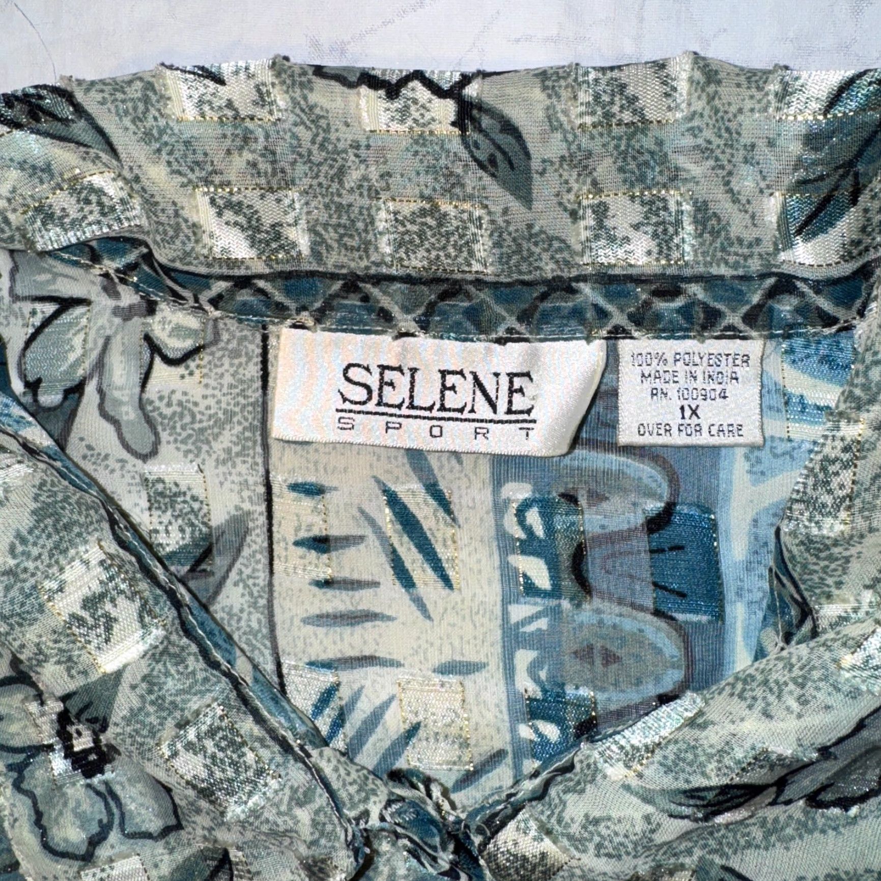 Vintage VINTAGE Selene Sport Blue Floral Sheer Shirt 1X Button-Up Beach-Ready Womens Plus Size Size XL / US 12-14 / IT 48-50 - 2 Thumbnail