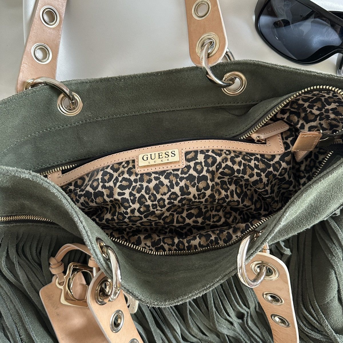 Guess Vintage Guess suede dark green shoulder tote bag Size ONE SIZE - 7 Thumbnail