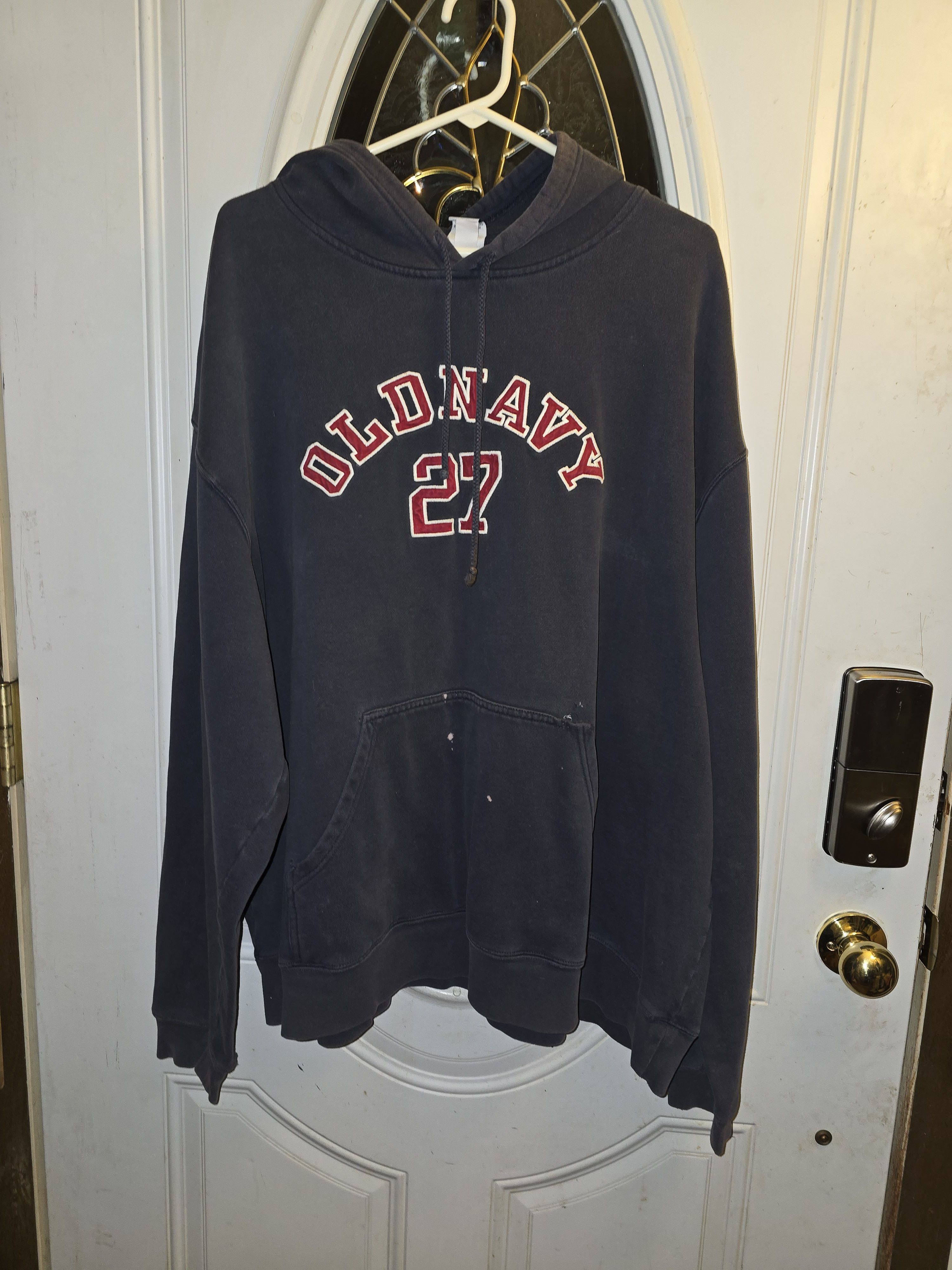 Old Navy × Vintage Vintage Distressed Faded Black Spell Out Hoodie Size US XXL / EU 58 / 5 - 1 Thumbnail