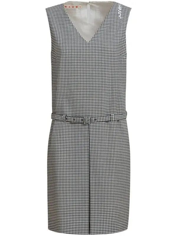 Marni o1w1db10426 Check-Pattern Mini Dress in Black Size S / US 4 / IT 40 - 1 Thumbnail