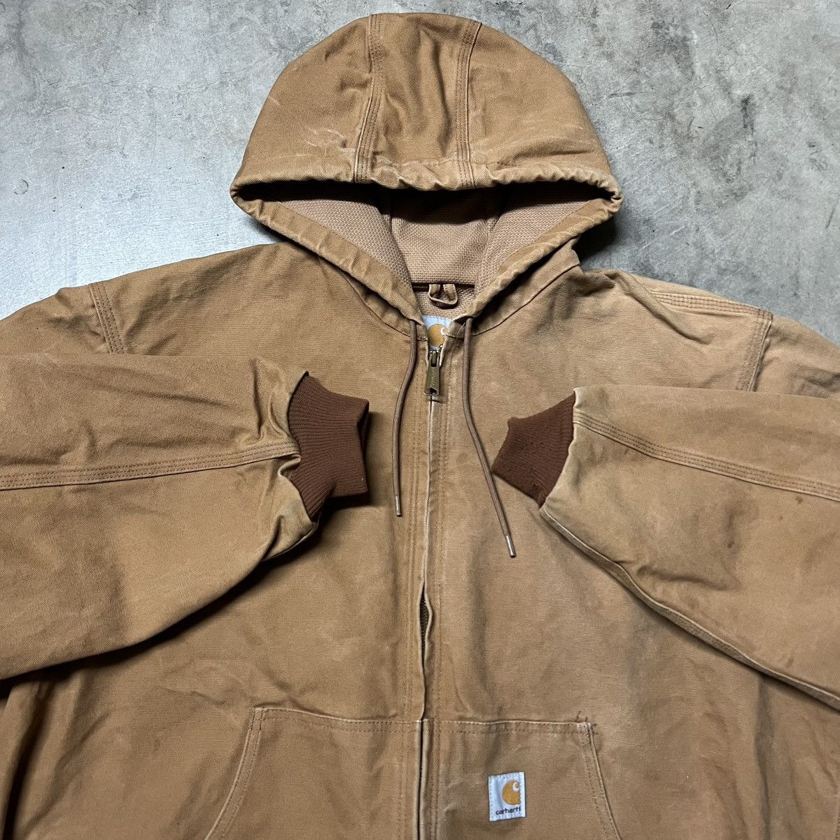 Carhartt × Carhartt Wip × Vintage Vintage 90’s Carhartt J131 BRN Full-Zip Hooded Jacket Size US XL / EU 56 / 4 - 4 Thumbnail