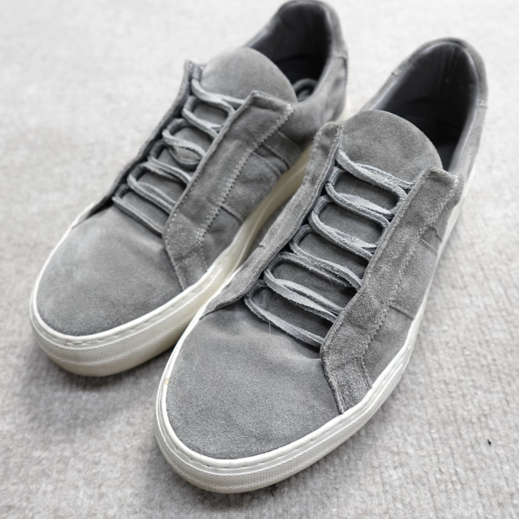 Helmut Lang VINTAGE Helmut Lang Womens Sneakers Gray Suede Margom Sole Made in Italy 8 / 38 Leather Lining Flat Casual Womens Size US 8 / IT 38 - 2 Thumbnail