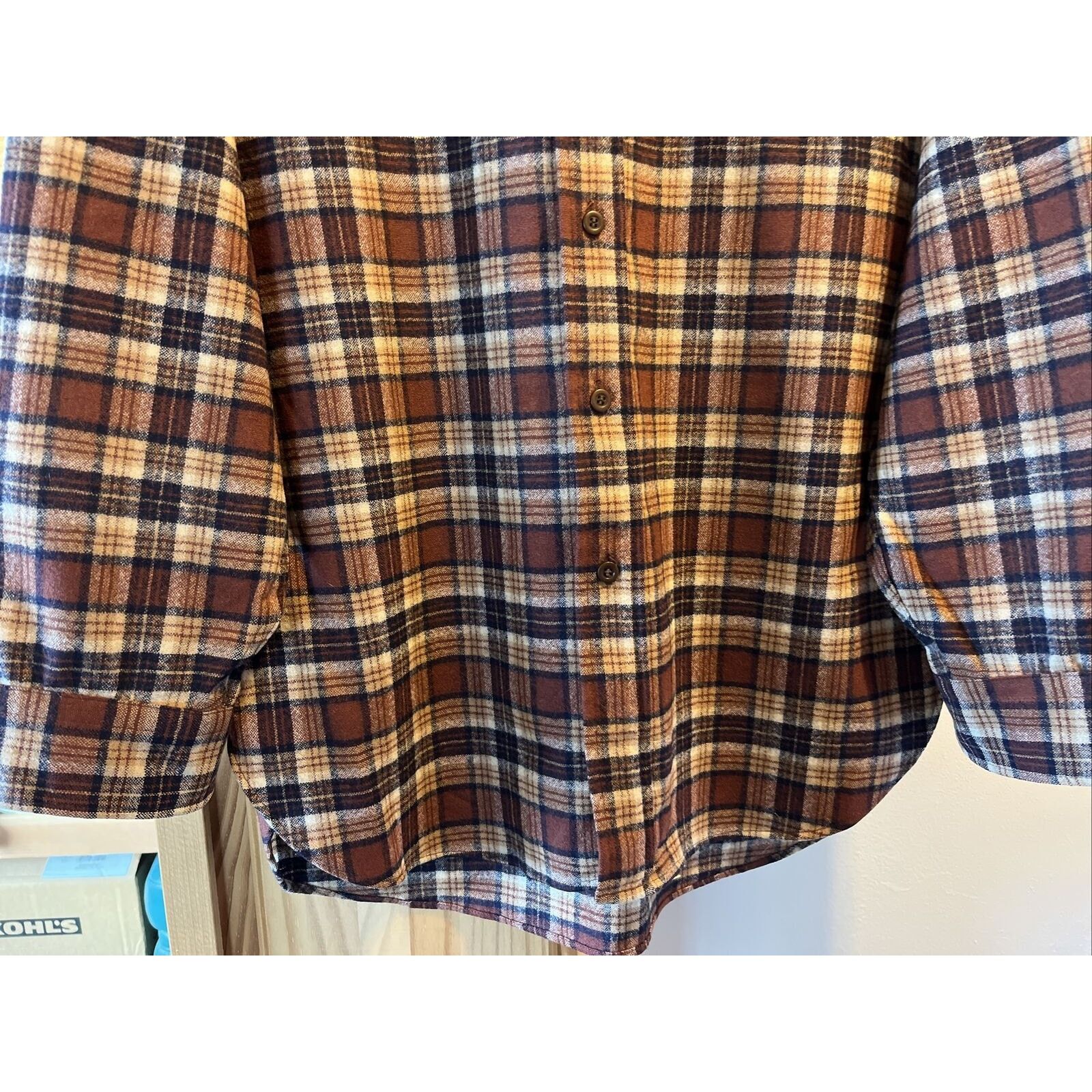 Pendleton Pendleton Mens M Brown Plaid LS Button Up Wool flannel Shirt Size US M / EU 48-50 / 2 - 8 Thumbnail