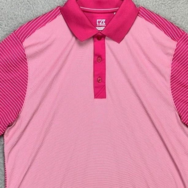 Cutter & Buck Cutter & Buck CB DryTec Mens Golf Polo Shirt L Pink White Colorblock Rugby Shirt Size US L / EU 52-54 / 3 - 2 Thumbnail
