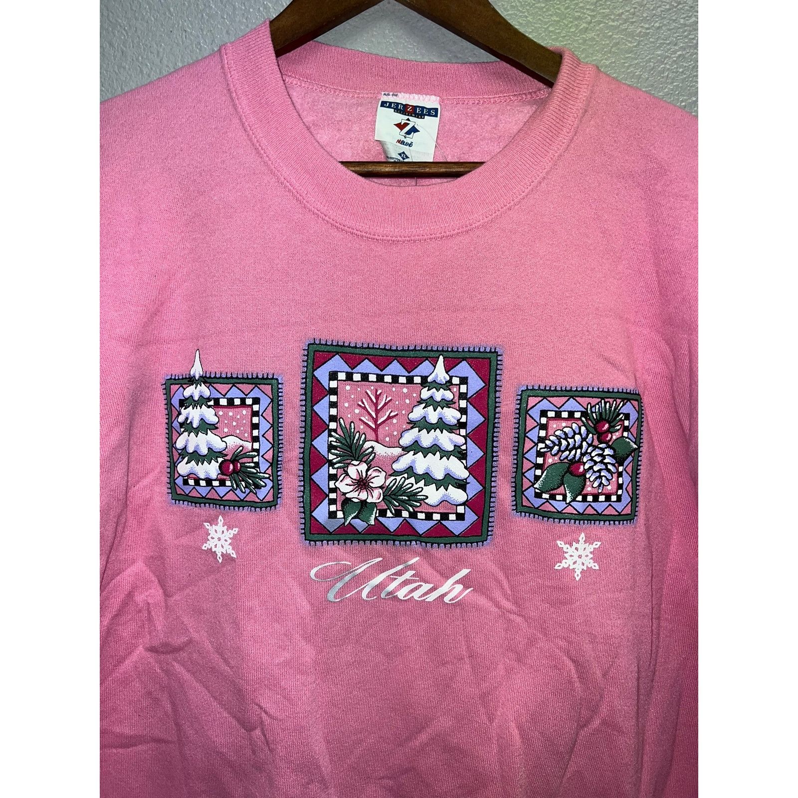 Vintage Vintage Utah Sweatshirt Winter Pink Crewneck Jerzees 90s XL Size US XL / EU 56 / 4 - 2 Thumbnail