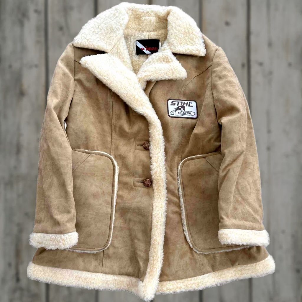 Lumberjack Vtg Winman Stihl Chainsaw Logging Lumberjack Farm Coat Jacket Vest Mens XL Beige Sh - Vintage Overcoat Workwear Fall Winter Spring Mens Size US XL / EU 56 / 4 - 1 Thumbnail