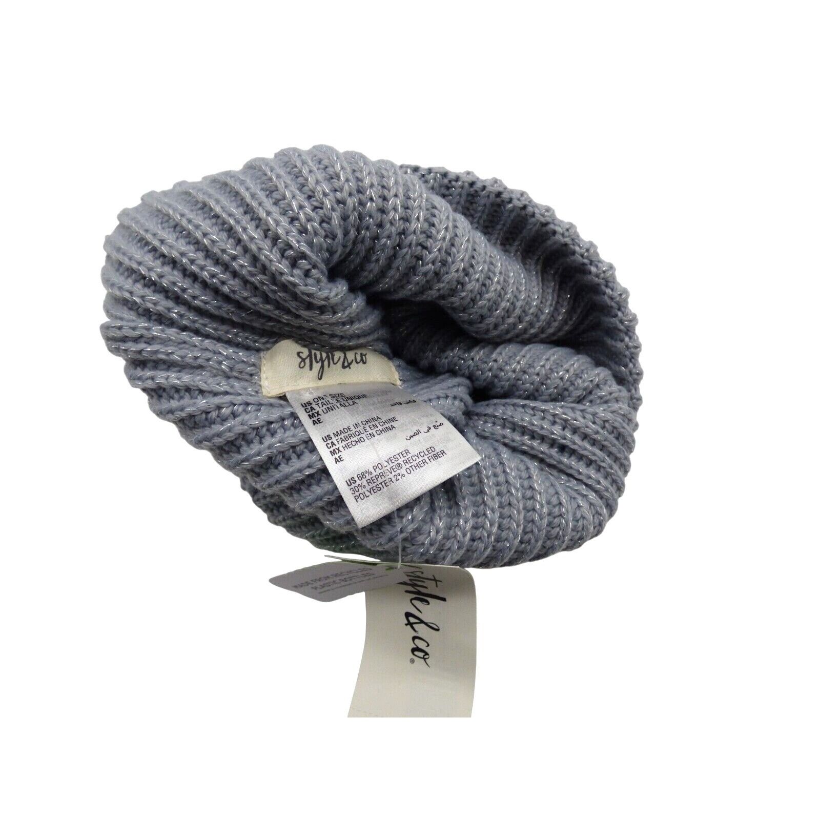Other Style & Co Women's Solid Shine Cuff Beanie Gray Size ONE SIZE - 5 Thumbnail