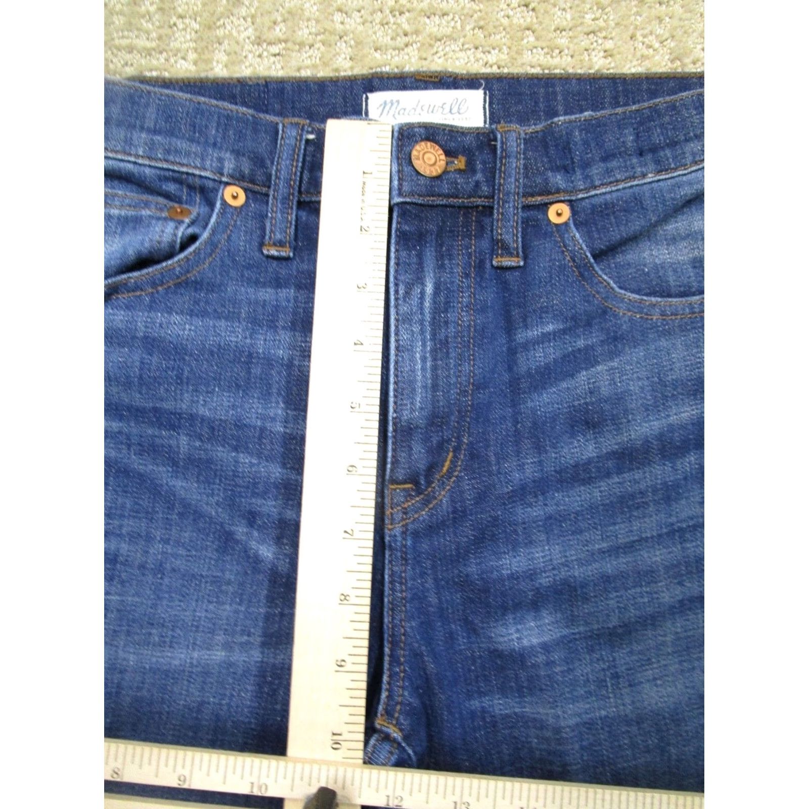 Madewell Madewell Jeans Women 28 Blue High Rise Flared Cropped Dark Wash 5-Pocket Denim Zip Front Size 28" / US 6 / IT 42 - 6 Thumbnail