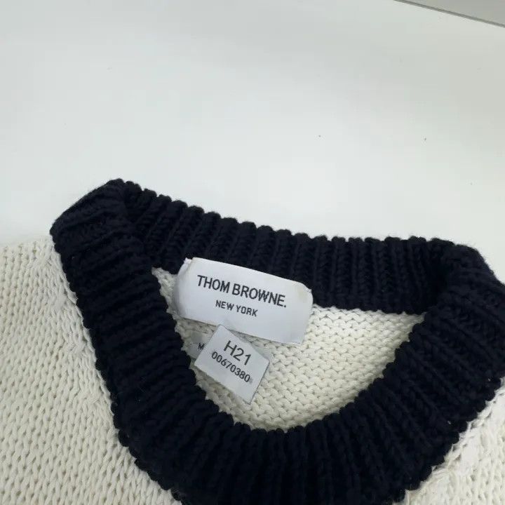 Thom Browne Thom Browne White Striped Knit Sweater for Men -2507 Size US S / EU 44-46 / 1 - 2 Thumbnail