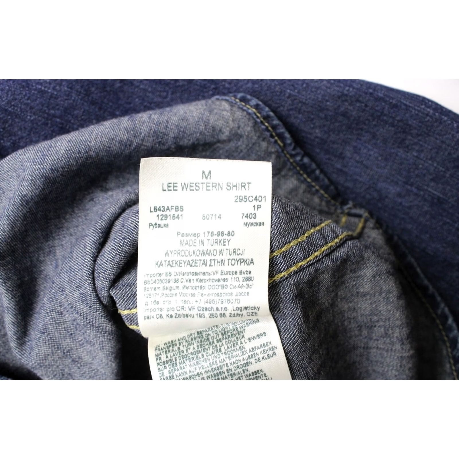 Lee LEE Western Shirt Mens M Denim Snap Button Spread Collar Blue Size US M / EU 48-50 / 2 - 7 Thumbnail