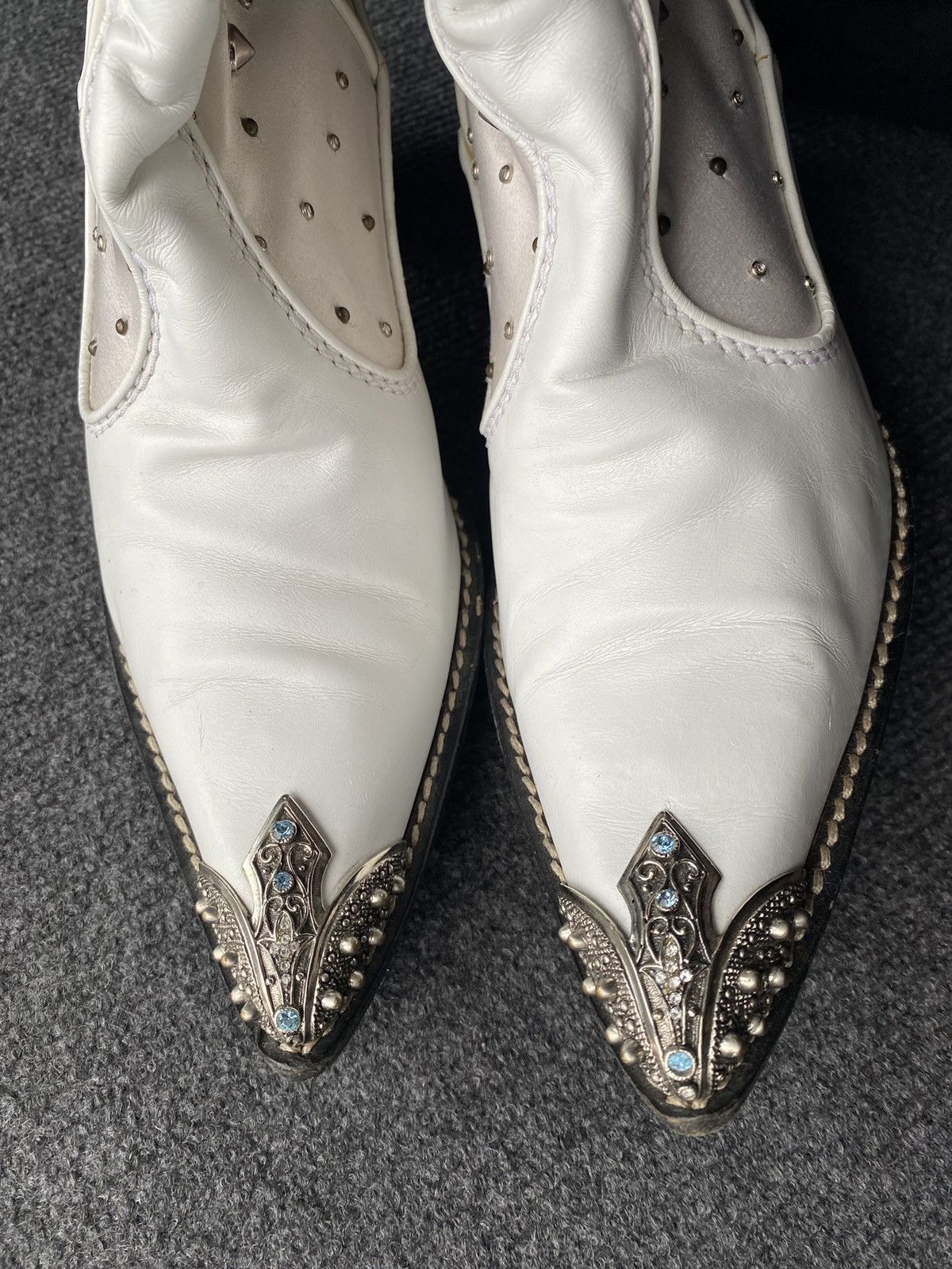 Other 🔥Vicini Italy Leather White Boots Vintage Luxury women 40 Size US 10 / IT 40 - 5 Thumbnail