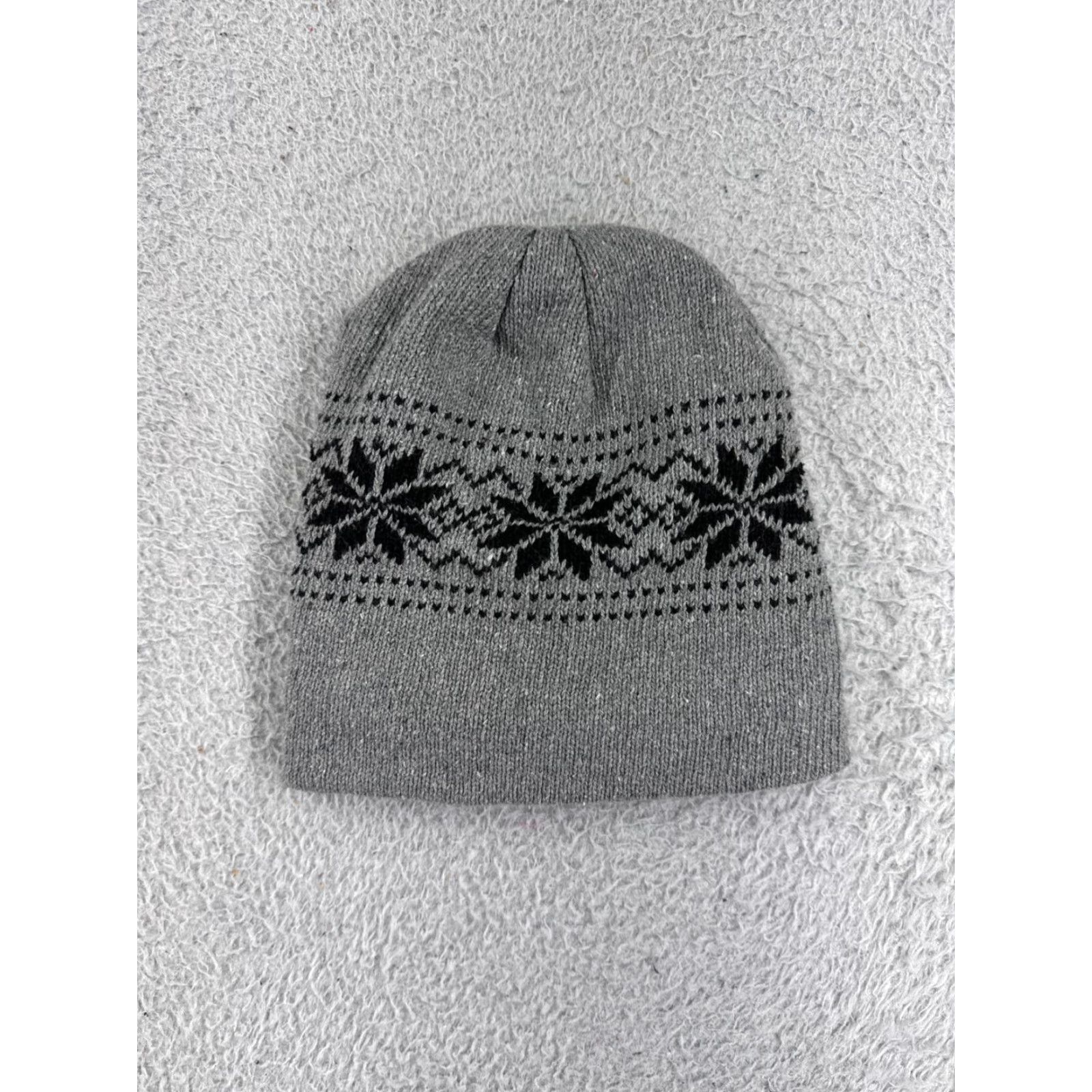 Vintage Beanie Hat Adult One Size Gray Knit Adjustable Lined Logo Ski Mens Size ONE SIZE - 2 Thumbnail