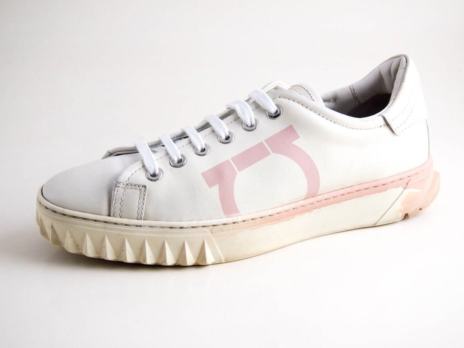 Ferragamo Gancio Sneakers White Leather EU 37.5 US 7.5 C
