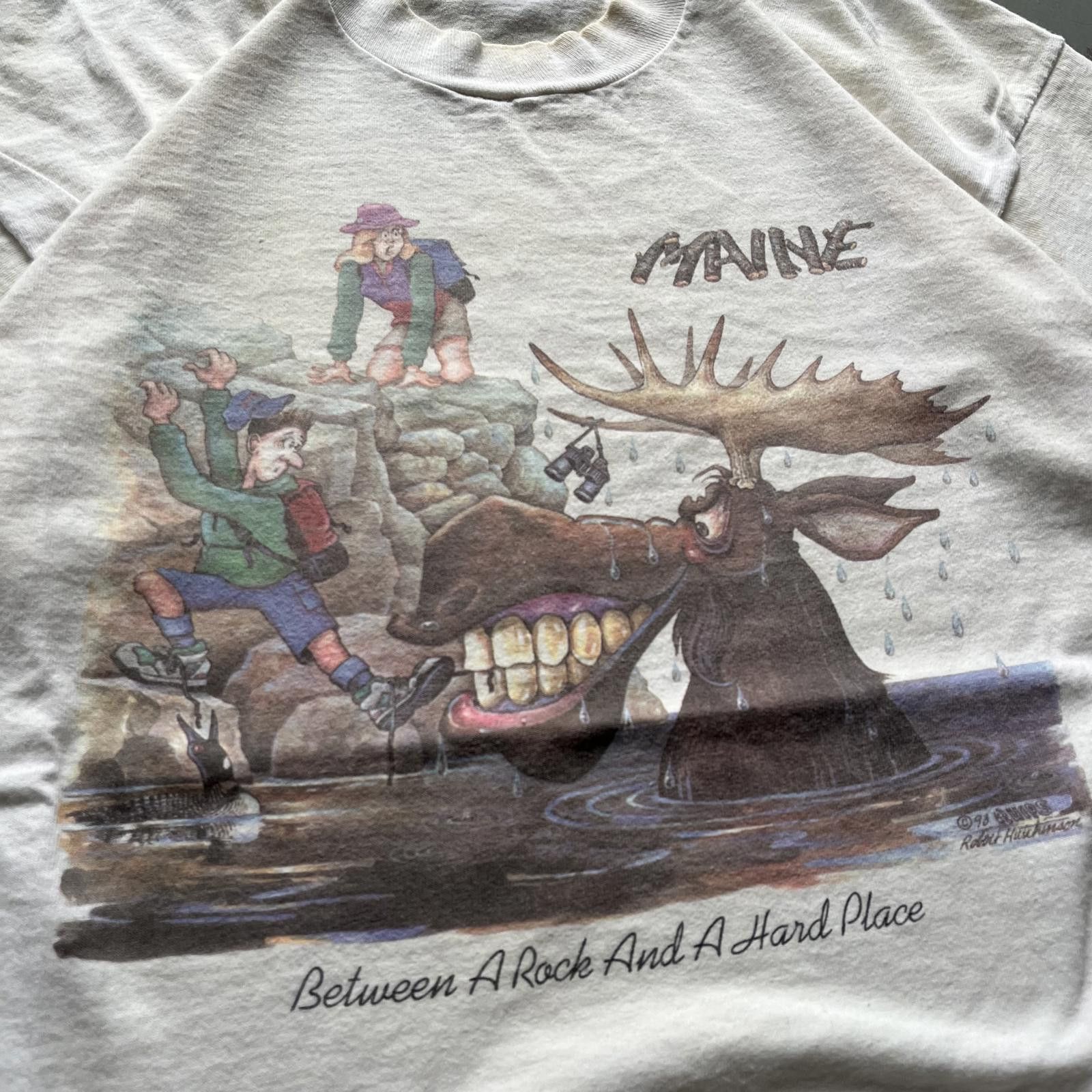 Fruit Of The Loom × Vintage Vintage Rock And Hard Place Funny Moose Nature Maine Shirt Size US L / EU 52-54 / 3 - 2 Thumbnail