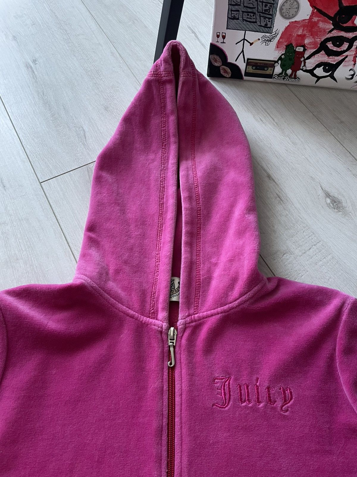 Juicy Couture Vintage 00’s Juicy Couture Pink Y2K Zip Hoodie Big Logo RARE Size XL / US 12-14 / IT 48-50 - 7 Thumbnail