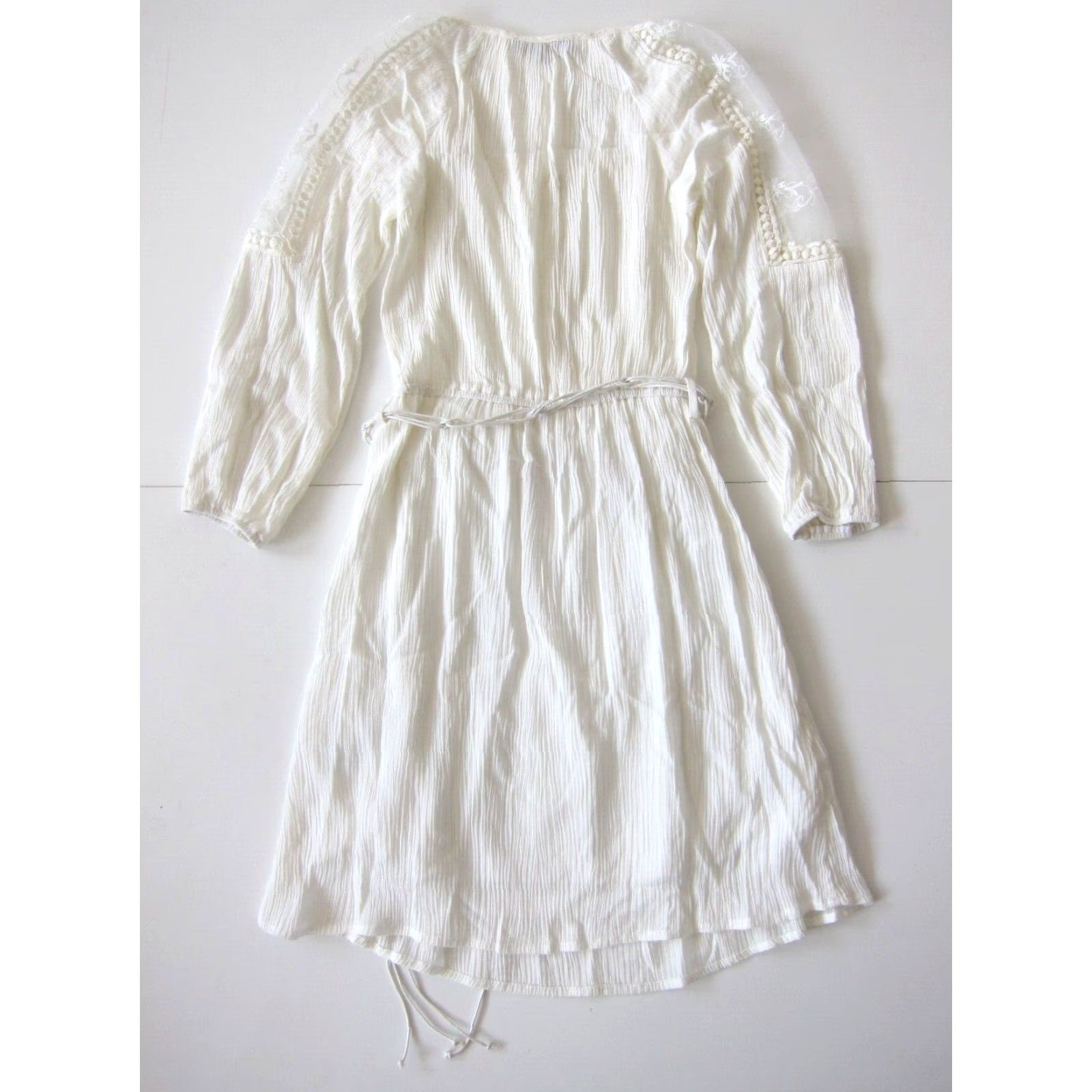 Vintage Purple Snow 100% Rayon Ivory Lace Long Sleeve Sheath Tunic Dress S Size S / US 4 / IT 40 - 2 Thumbnail