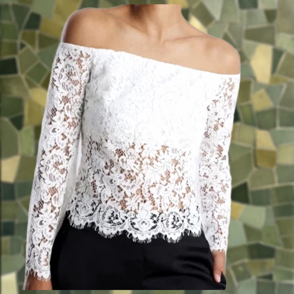 Bcbgmaxazria BCBGMAXAZRIA OFF SHOULDER LACE TOP SIZE 12 White Blouse Womens Size XL / US 12-14 / IT 48-50 - 1 Thumbnail