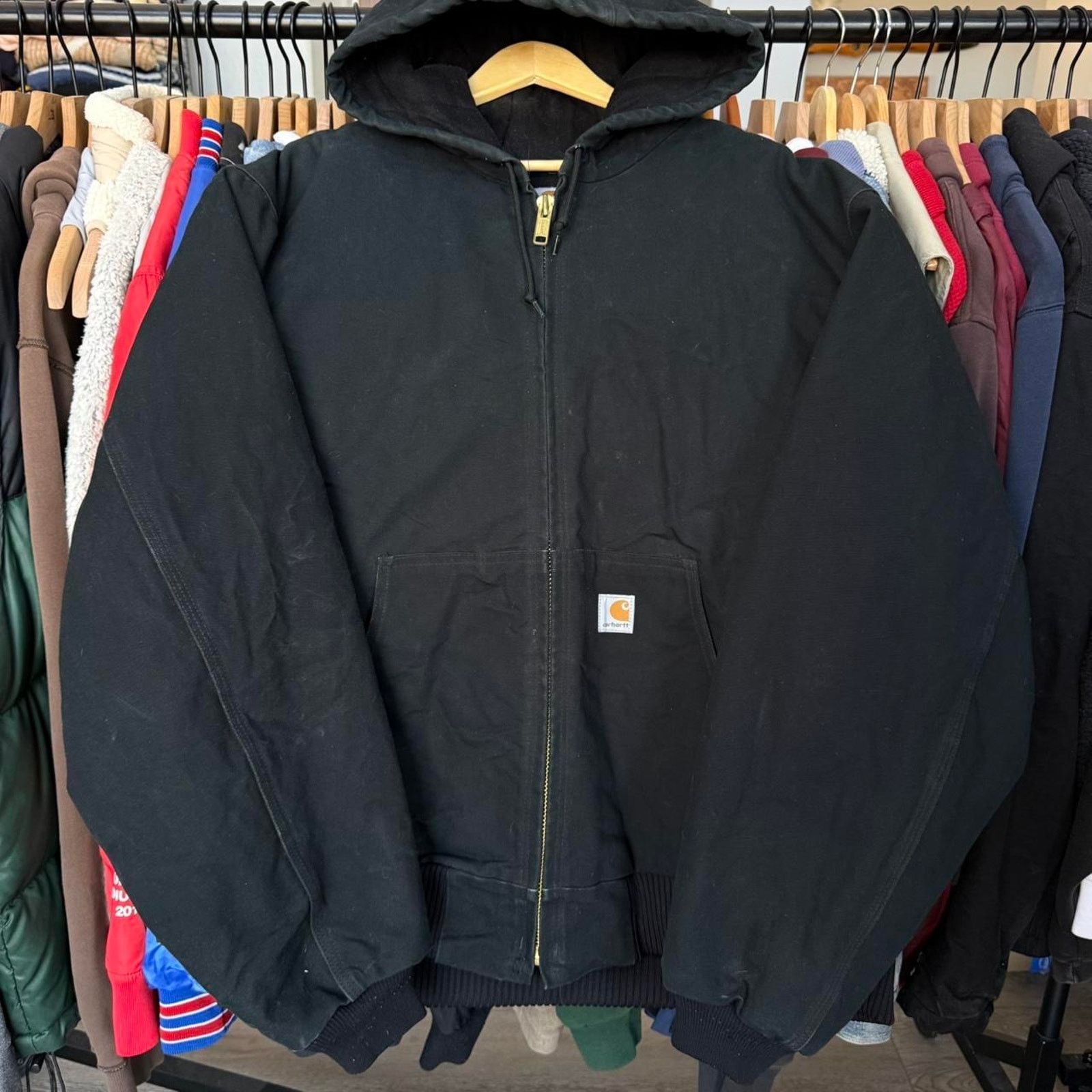 Carhartt Vintage 2005 Carhartt J130 Hooded Jacket Black Great Wear Size US XXL / EU 58 / 5 - 1 Thumbnail