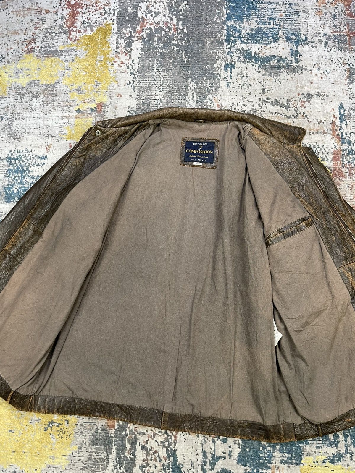Genuine Leather Vtg Composition Distressed Lamb Skin Leather Jacket Size US L / EU 52-54 / 3 - 8 Thumbnail