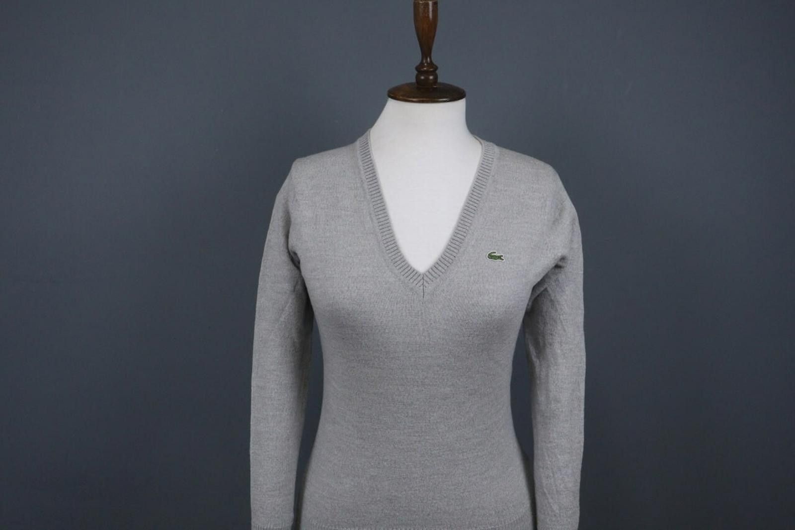 Lacoste Lacoste Gray Wool Long Sleeve V-Neck Knit Sweater Size 36 Size M / US 6-8 / IT 42-44 - 2 Thumbnail