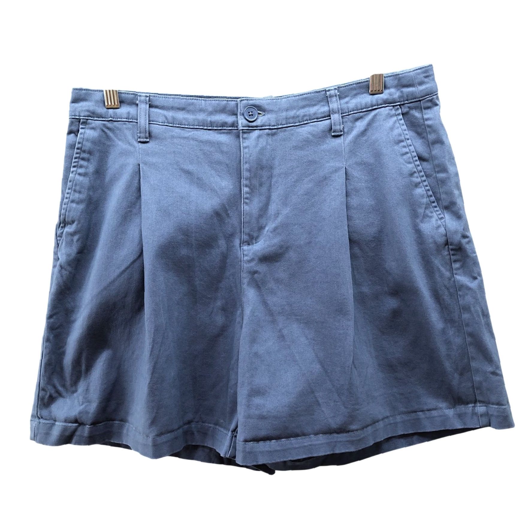 Banana Republic Banana Republic Chino Shorts Womens 14 Blue High Rise Relaxed Pleated Front Twill Cotton Spandex Size 36" / US 14 / IT 50 - 2 Thumbnail